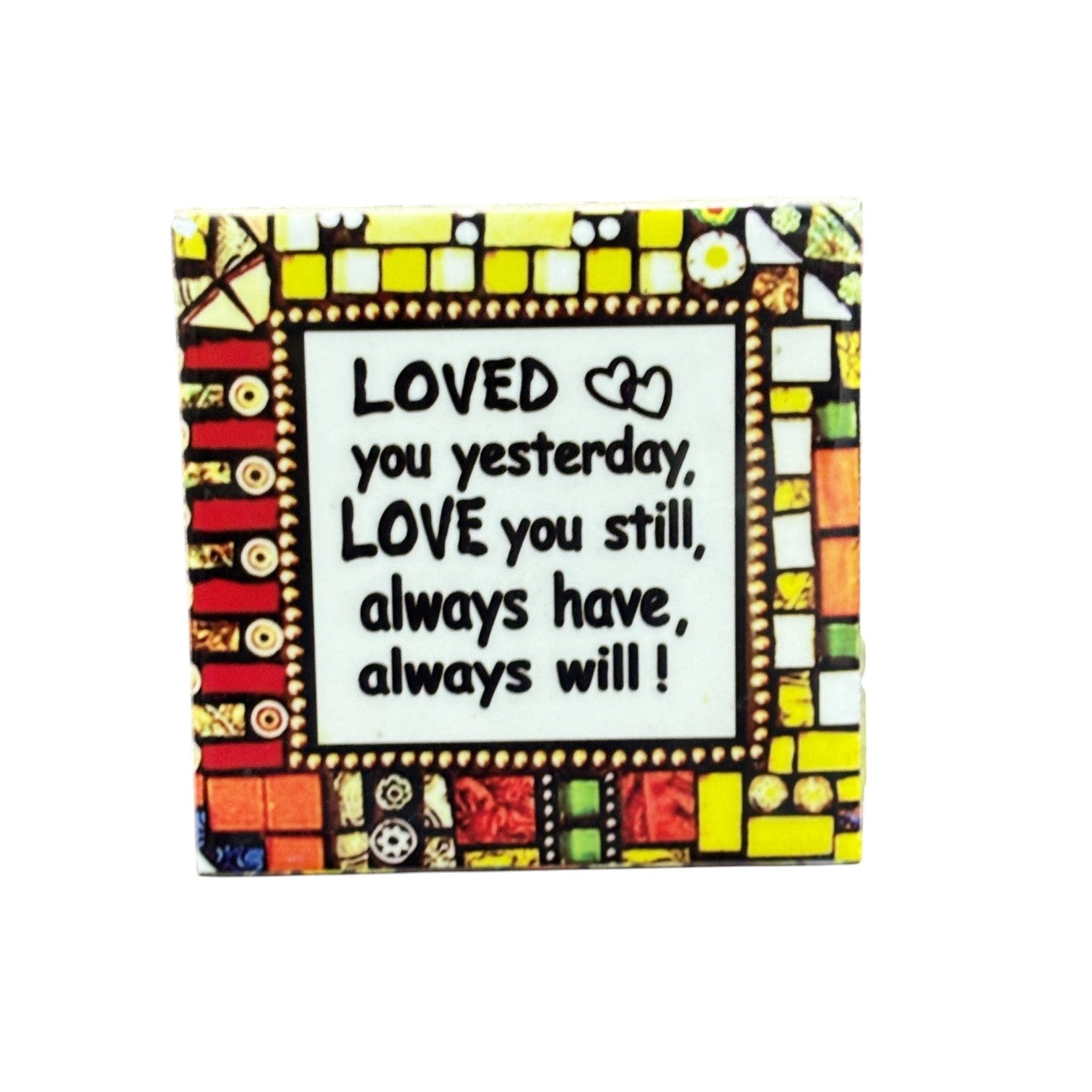 Tile with Stand & Love Message | Romantic Valentine Gift for Her & Him | Anniversary Showpiece with Quote | Decorative Table Gift for Couples & Home Decor - 4 Inch - Apkamart #Style_Design 1