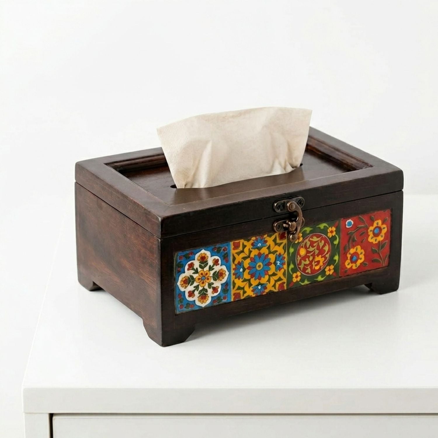 Wooden Tissue Holder for Dining Table, Living Room & Office - 4 Inch