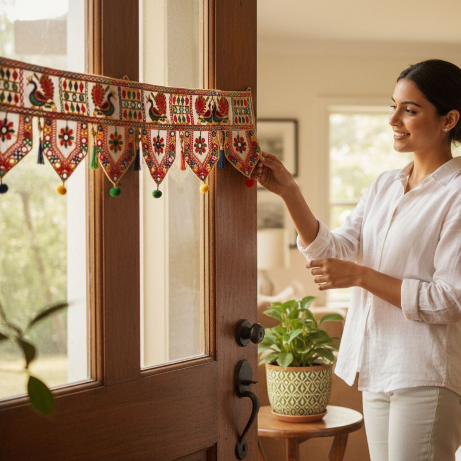 Traditional Toran for Door Decoration for Home Entrance | Decorative Hanging Toran for Main Door Pooja Festival Diwali Wedding Housewarming Decor - 34 Inch - Apkamart