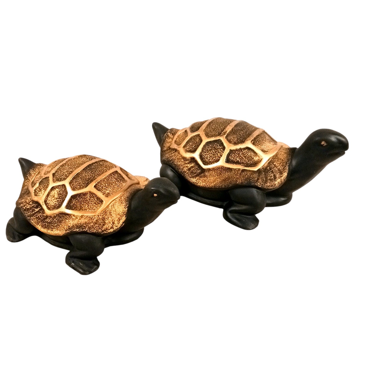 Tortoise Feng Shui Showpiece Set | Lucky Tortoise Statue for Vastu & Home Décor | Decorative Animal Figurine for Living Room, Office Table & Gifting - (Set of 2) - Apkamart