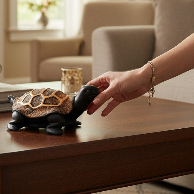 Tortoise Feng Shui Showpiece Set | Lucky Tortoise Statue for Vastu & Home Décor | Decorative Animal Figurine for Living Room, Office Table & Gifting - 10 Inch - Apkamart