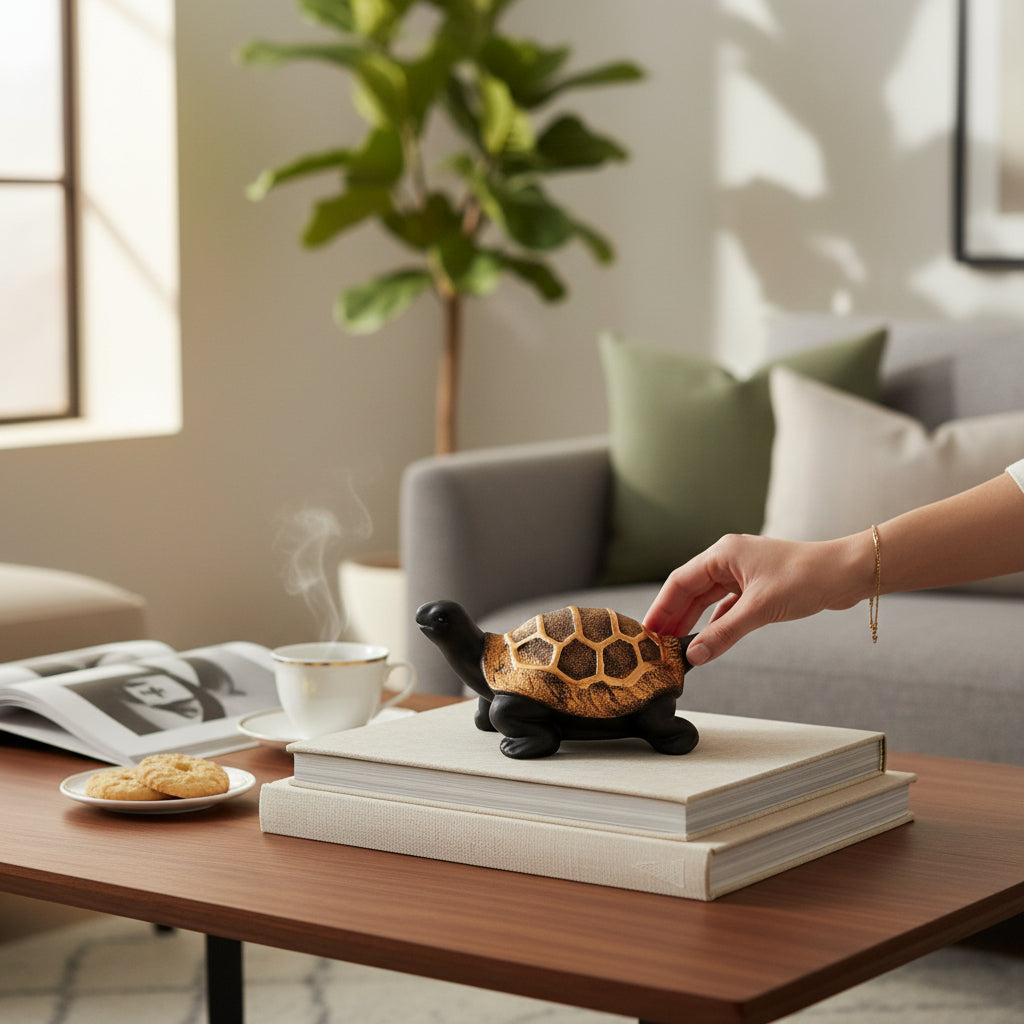 Tortoise Feng Shui Showpiece Set | Lucky Tortoise Statue for Vastu & Home Décor | Decorative Animal Figurine for Living Room, Office Table & Gifting - 10 Inch - Apkamart