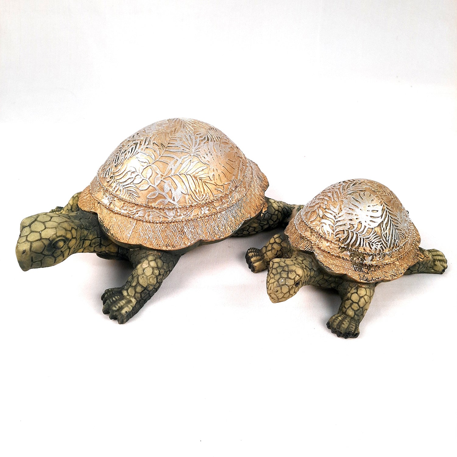 Fengshui Turtle Pair Showpiece Set for Good Luck | Tortoise Figurines for Positive Energy - For Home Decor, Living Room, Office & Gift - Pack of 2 - Apkamart