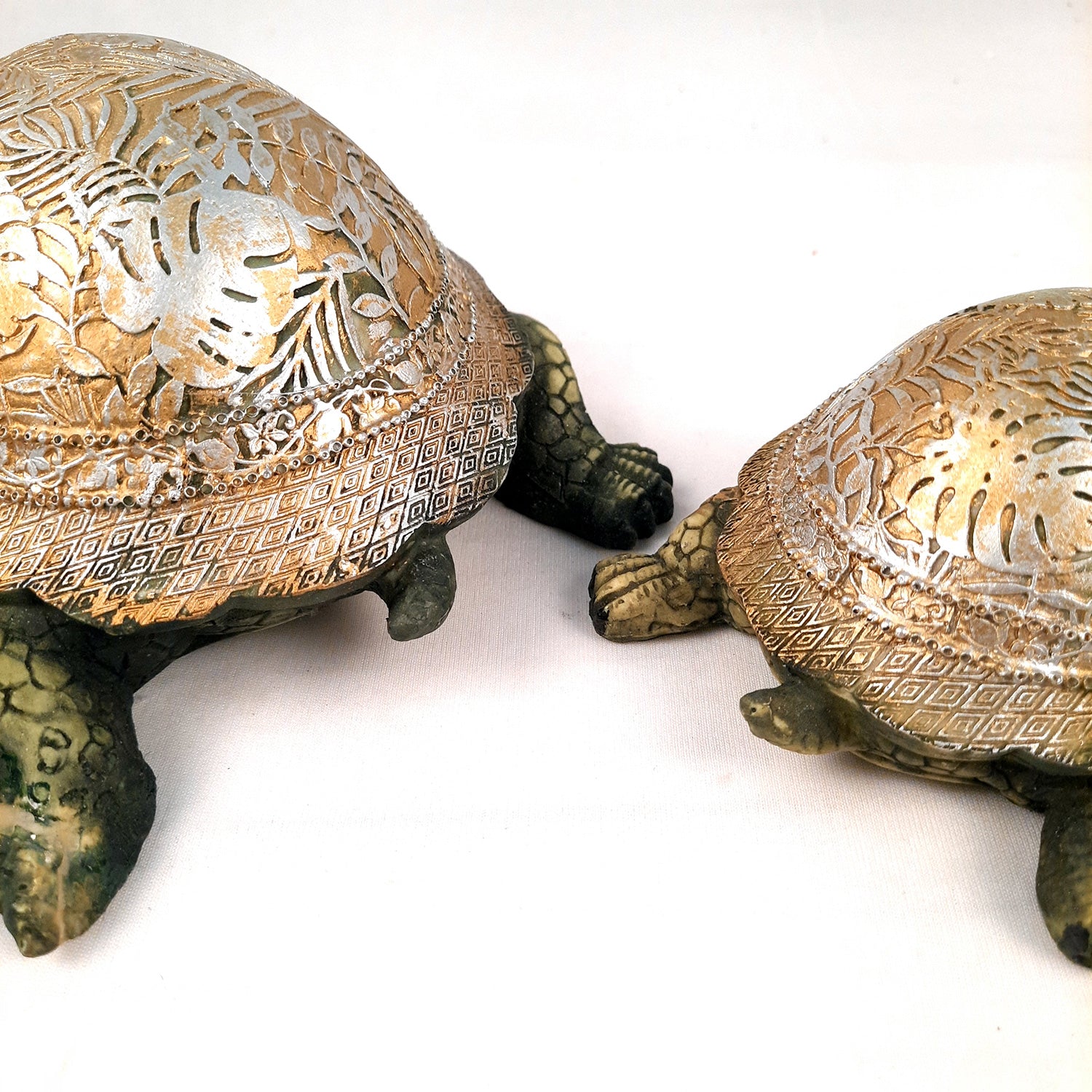 Fengshui Turtle Pair Showpiece Set for Good Luck | Tortoise Figurines for Positive Energy - For Home Decor, Living Room, Office & Gift - Pack of 2 - Apkamart