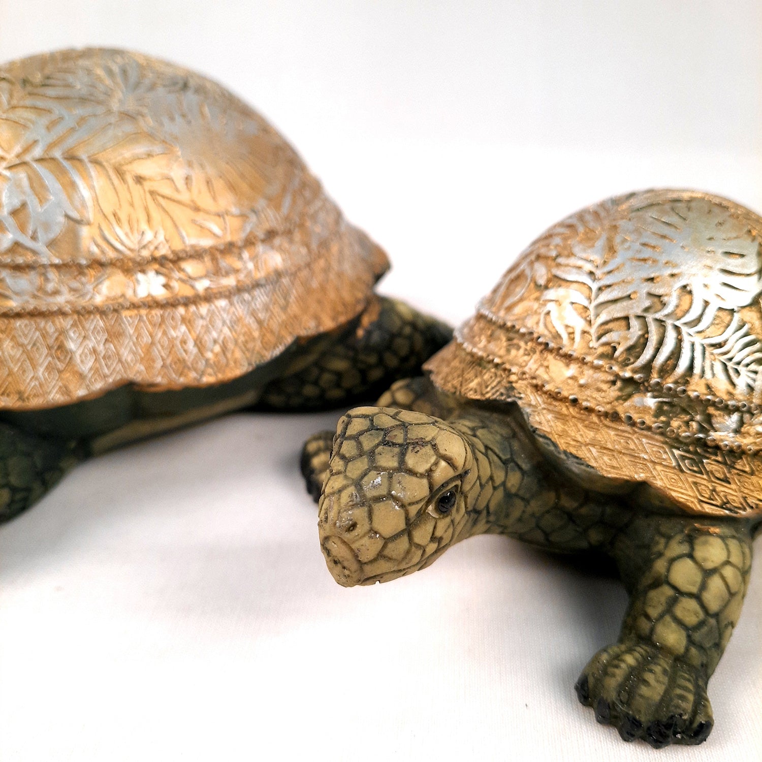 Fengshui Turtle Pair Showpiece Set for Good Luck | Tortoise Figurines for Positive Energy - For Home Decor, Living Room, Office & Gift - Pack of 2 - Apkamart