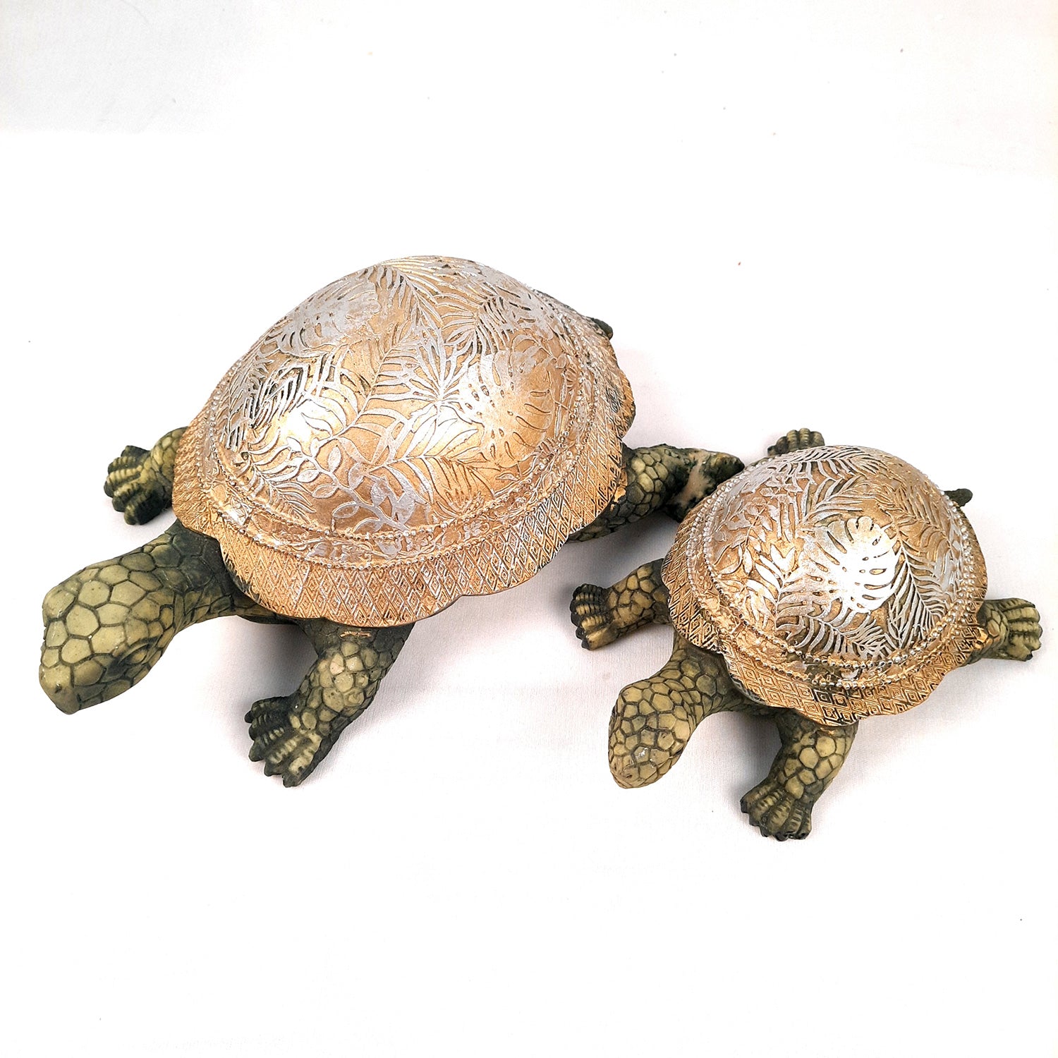 Fengshui Turtle Pair Showpiece Set for Good Luck | Tortoise Figurines for Positive Energy - For Home Decor, Living Room, Office & Gift - Pack of 2 - Apkamart