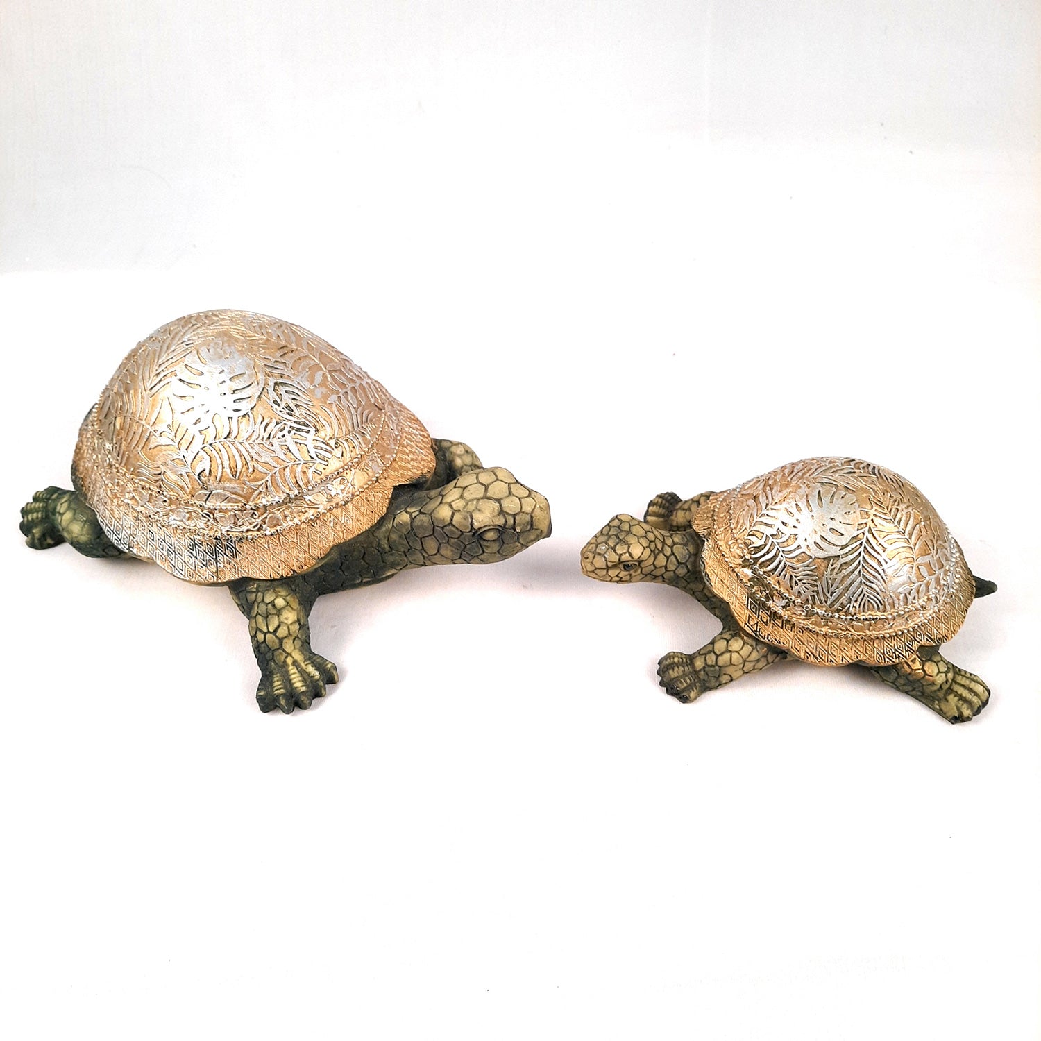 Fengshui Turtle Pair Showpiece Set for Good Luck | Tortoise Figurines for Positive Energy - For Home Decor, Living Room, Office & Gift - Pack of 2 - Apkamart