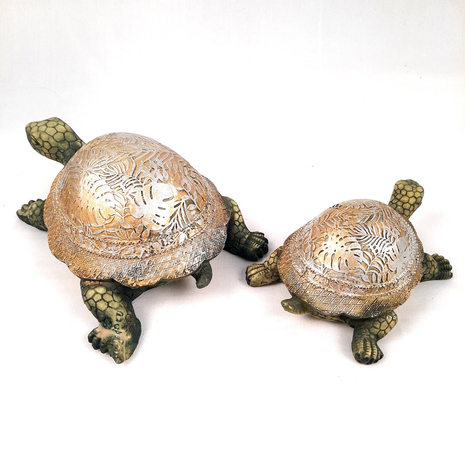 Fengshui Turtle Pair Showpiece Set for Good Luck | Tortoise Figurines for Positive Energy - For Home Decor, Living Room, Office & Gift - Pack of 2 - Apkamart