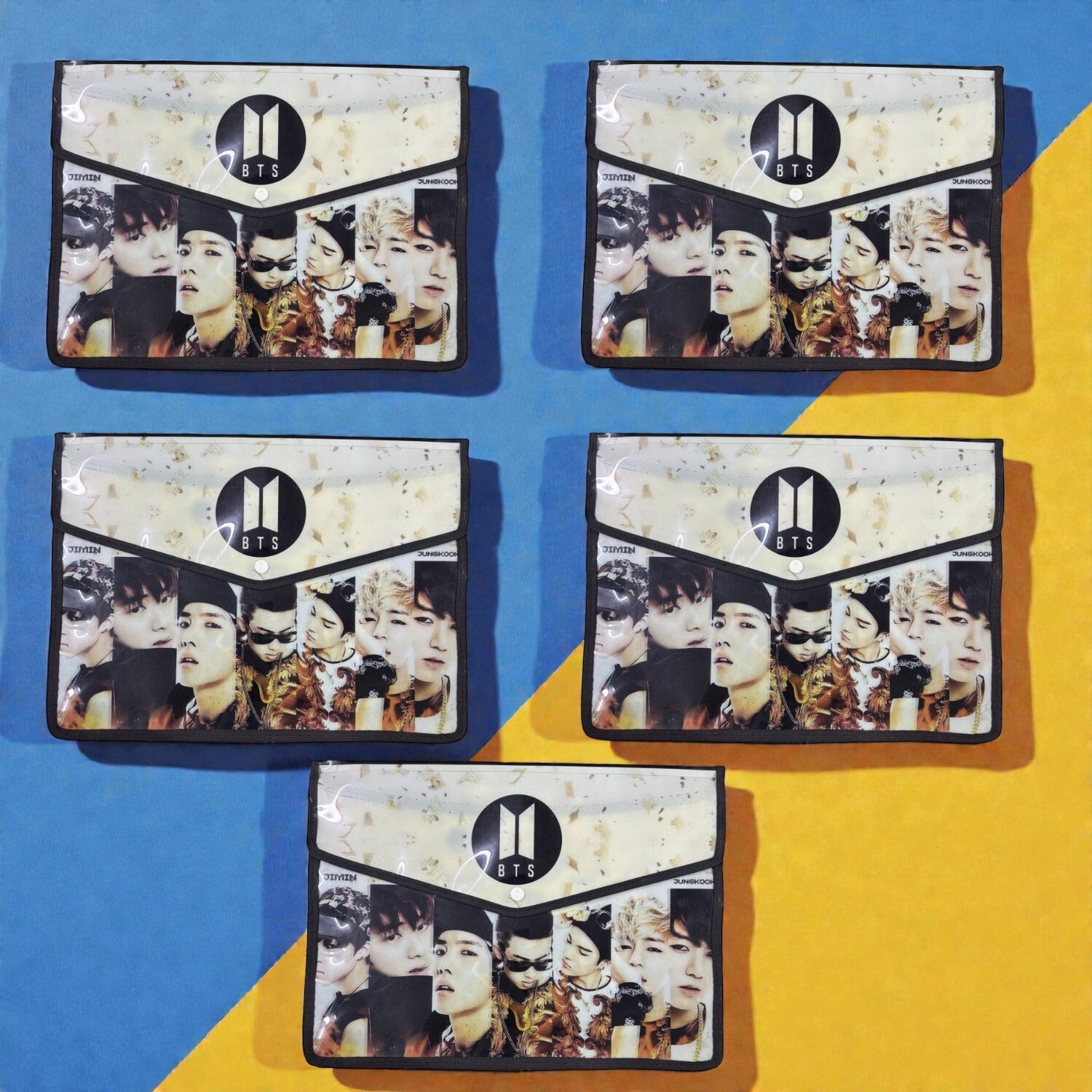 BTS Design File Storage Folder | Durable File Folder Organizer for Documents | Files for Students & Office Use | Lightweight Document File with Button Closure - Apkamart #Style_Pack Of 5