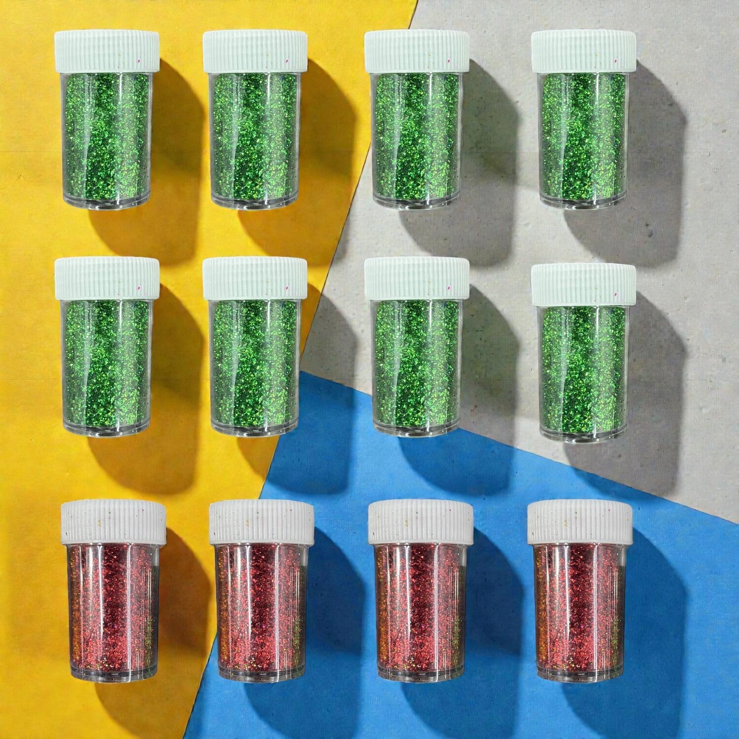 Dry Glitter for Craft Work Glitter Powder Multicolor Sparkle Dust for Art and Craft DIY Decoration Projects - Apkamart #Style_Pack Of 12