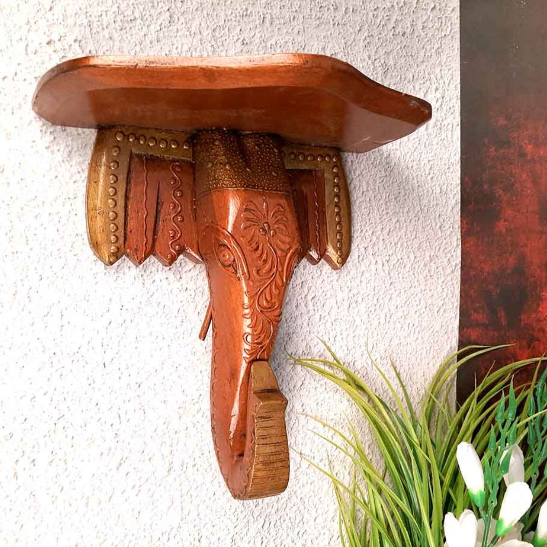 Antique Elephant Wall Bracket - For Home Decor & Gifts - 12 Inch- Apkamart #Style_pack of 1
