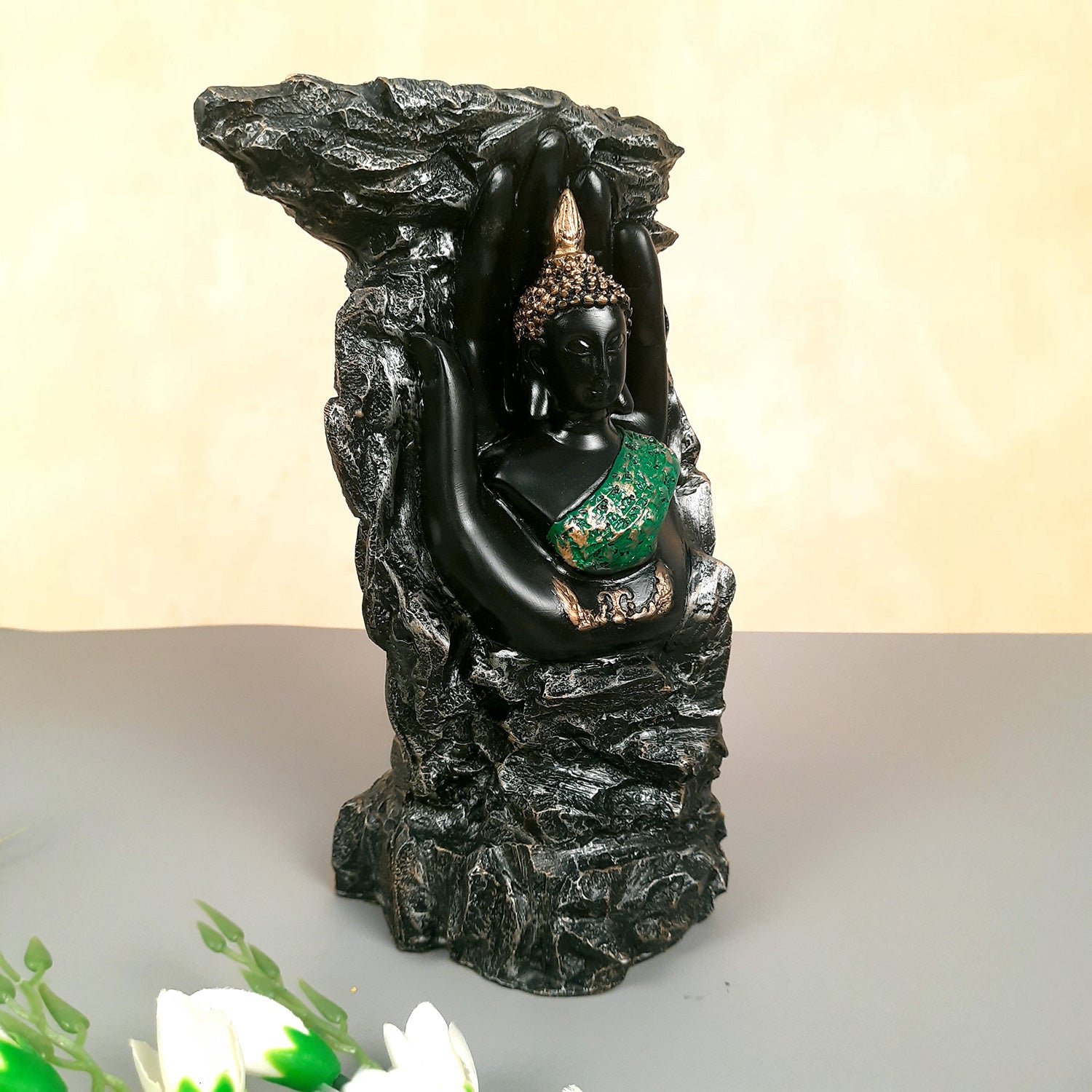Buddha Statue Cum Vase | Lord Gautam Buddha in Meditation Idol Showpiece - For Living room, Home, Table, Shelf, Office Decor & Gift - 10 Inch - Apkamart