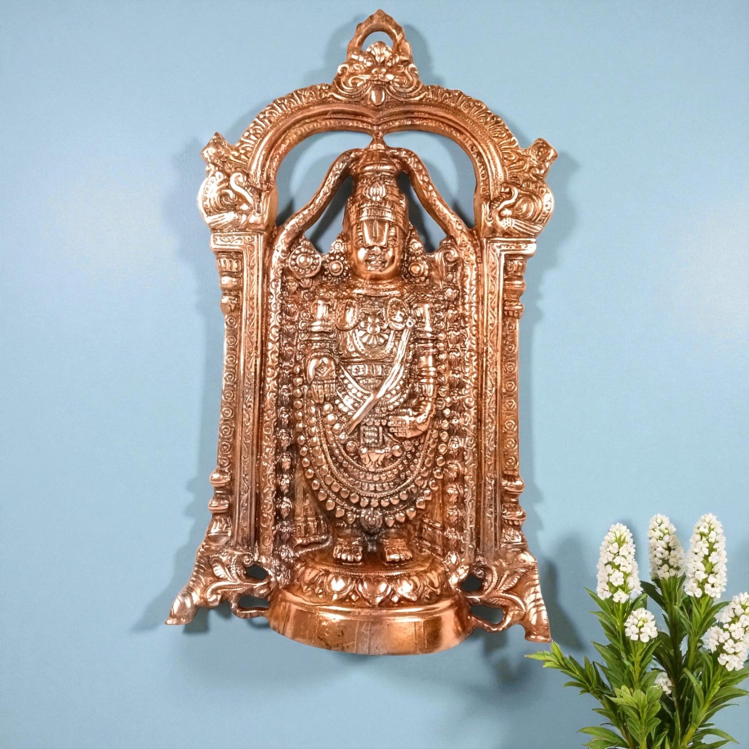 Lord Venkateswara Wall Decor | Traditional Spiritual Wall Hanging for Home, Living Room & Temple | Antique Finish Religious Decoration & Gifting Item - 18 Inch - Apkamart