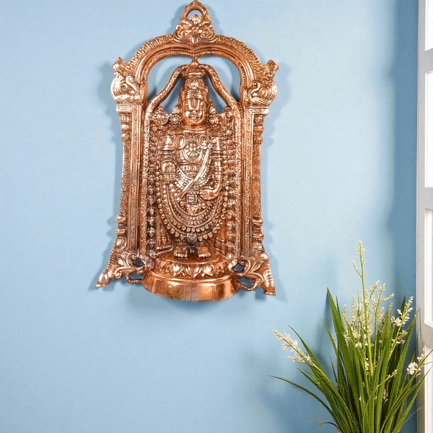 Lord Venkateswara Wall Decor | Traditional Spiritual Wall Hanging for Home, Living Room & Temple | Antique Finish Religious Decoration & Gifting Item - 18 Inch - Apkamart