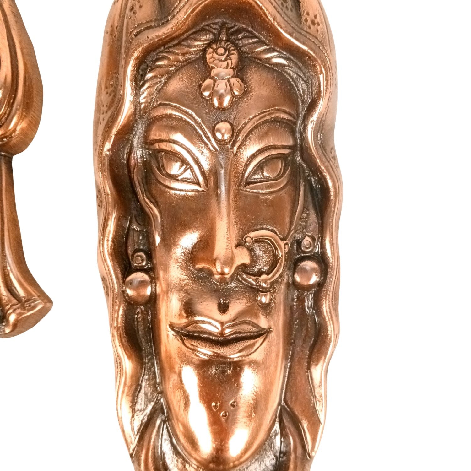 Village Couple Face Wall Hanging Set | Wall Hanging Showpiece for Home Decoration | Decorative Metal Wall Hangings for Living Room, Bedroom, Art Decor - 11 Inch (Set Of 2) - Apkamart