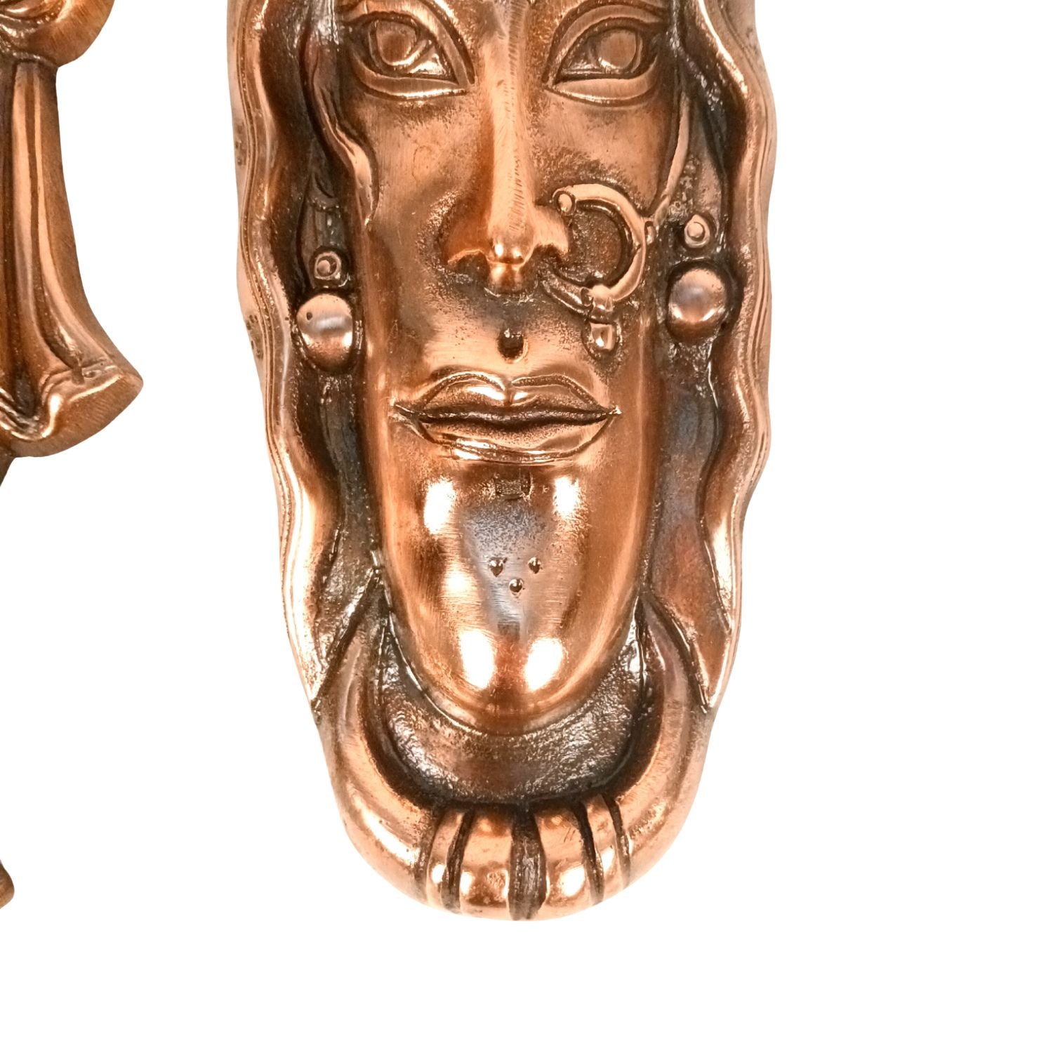 Village Couple Face Wall Hanging Set | Wall Hanging Showpiece for Home Decoration | Decorative Metal Wall Hangings for Living Room, Bedroom, Art Decor - 11 Inch (Set Of 2) - Apkamart