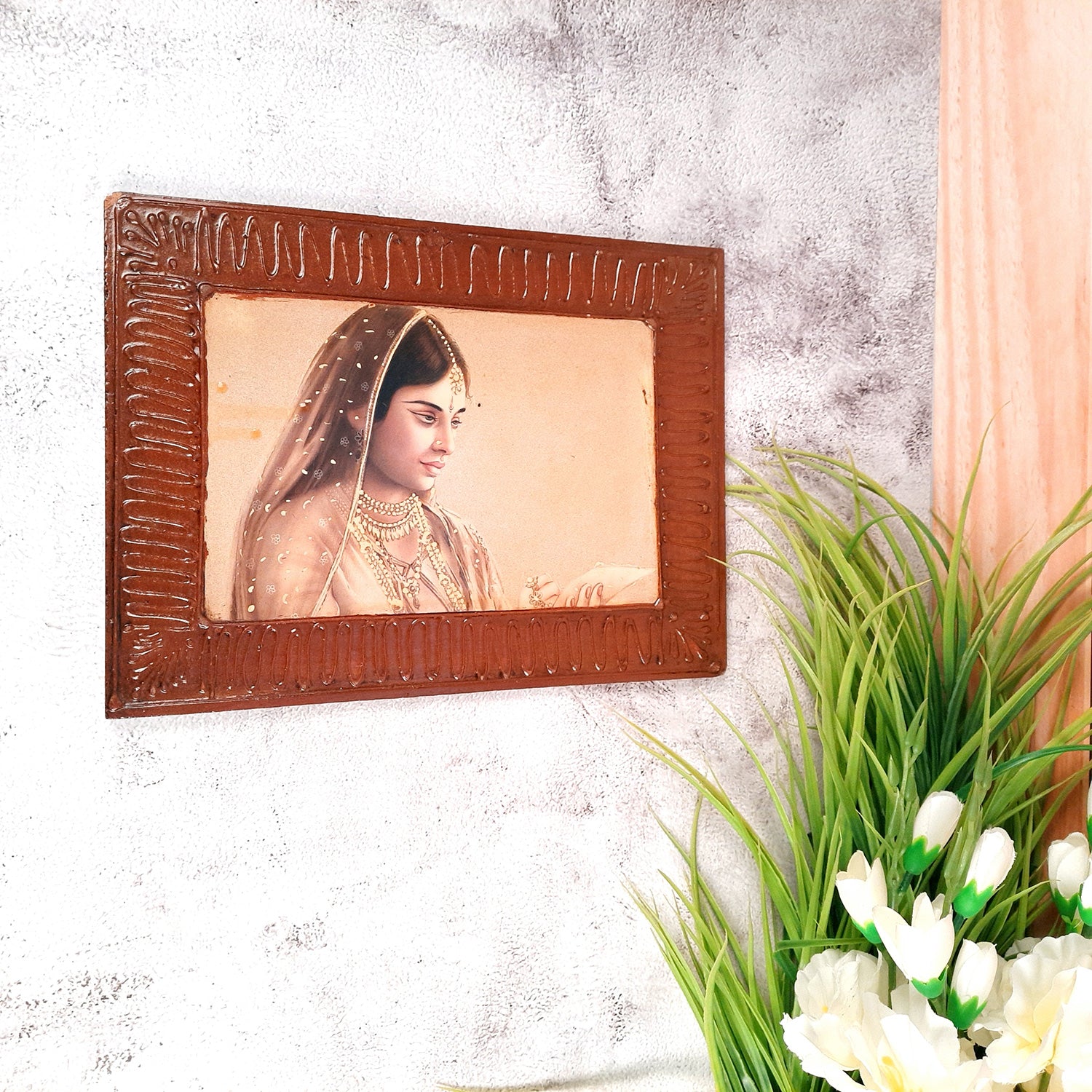 Wooden Framed Poster - Village Lady Design | Village Paintings - for Home Decoration, Paintings for Living Room, Bedroom, Hallway, Office & Gifts - 12 Inch - Apkamart