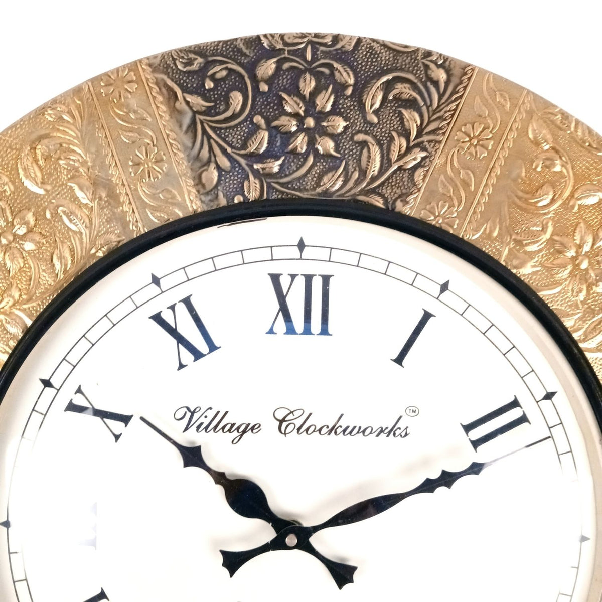 Vintage Roman Numeral Wall Clock, Golden Balck Wood Finish – Apkamart