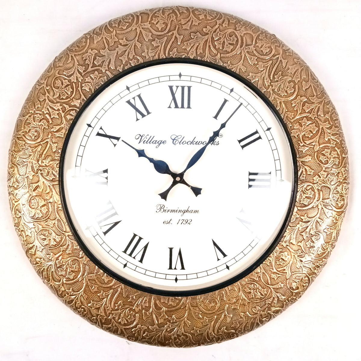 Vintage Roman Numeral Wall Clock, Golden Wood Finish – Apkamart
