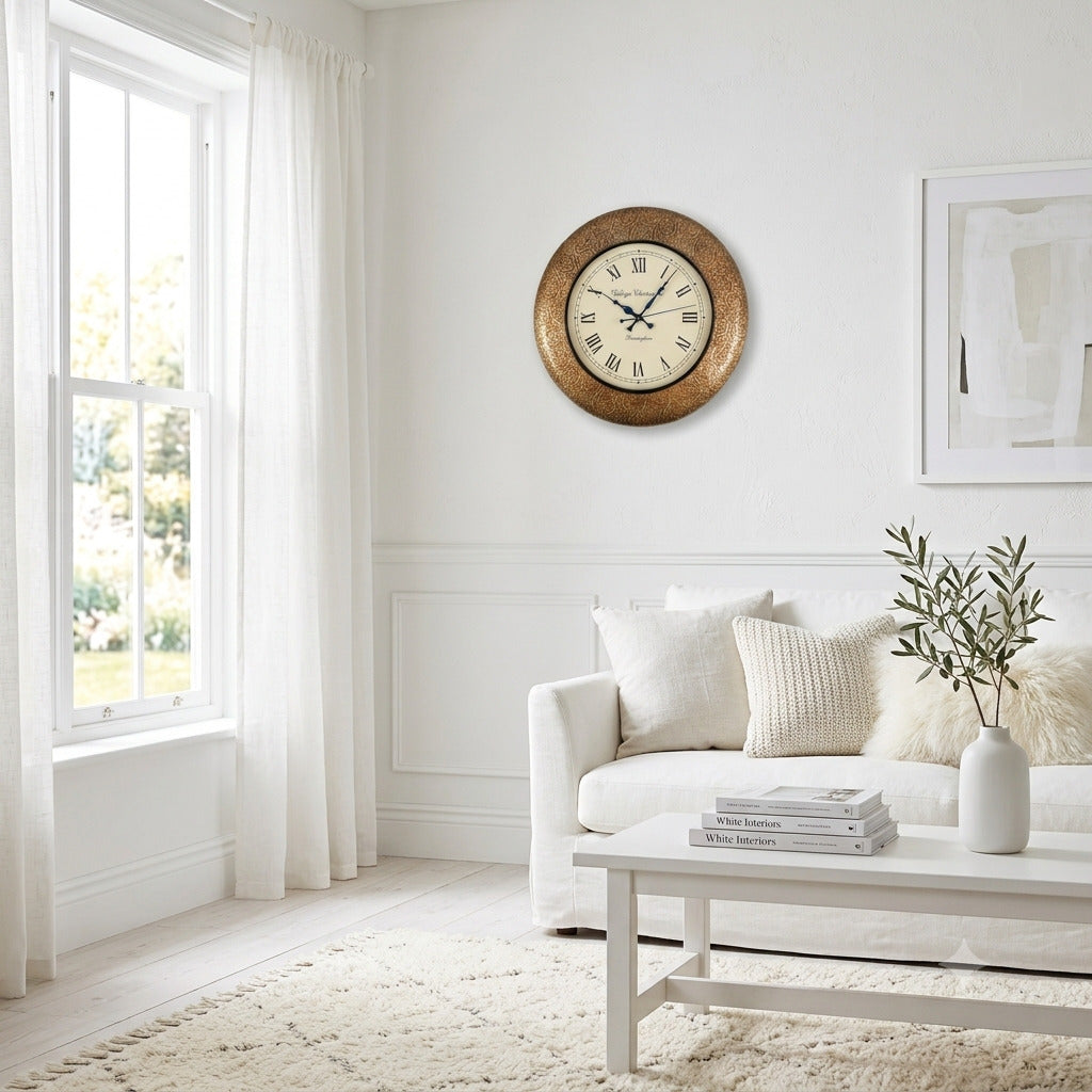 Vintage Roman Numeral Wall Clock, Golden Wood Finish – Apkamart