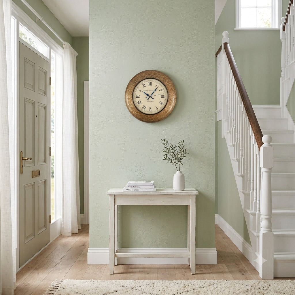 Vintage Roman Numeral Wall Clock, Golden Wood Finish – Apkamart