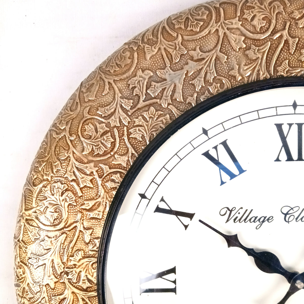 Vintage Roman Numeral Wall Clock, Golden Wood Finish – Apkamart