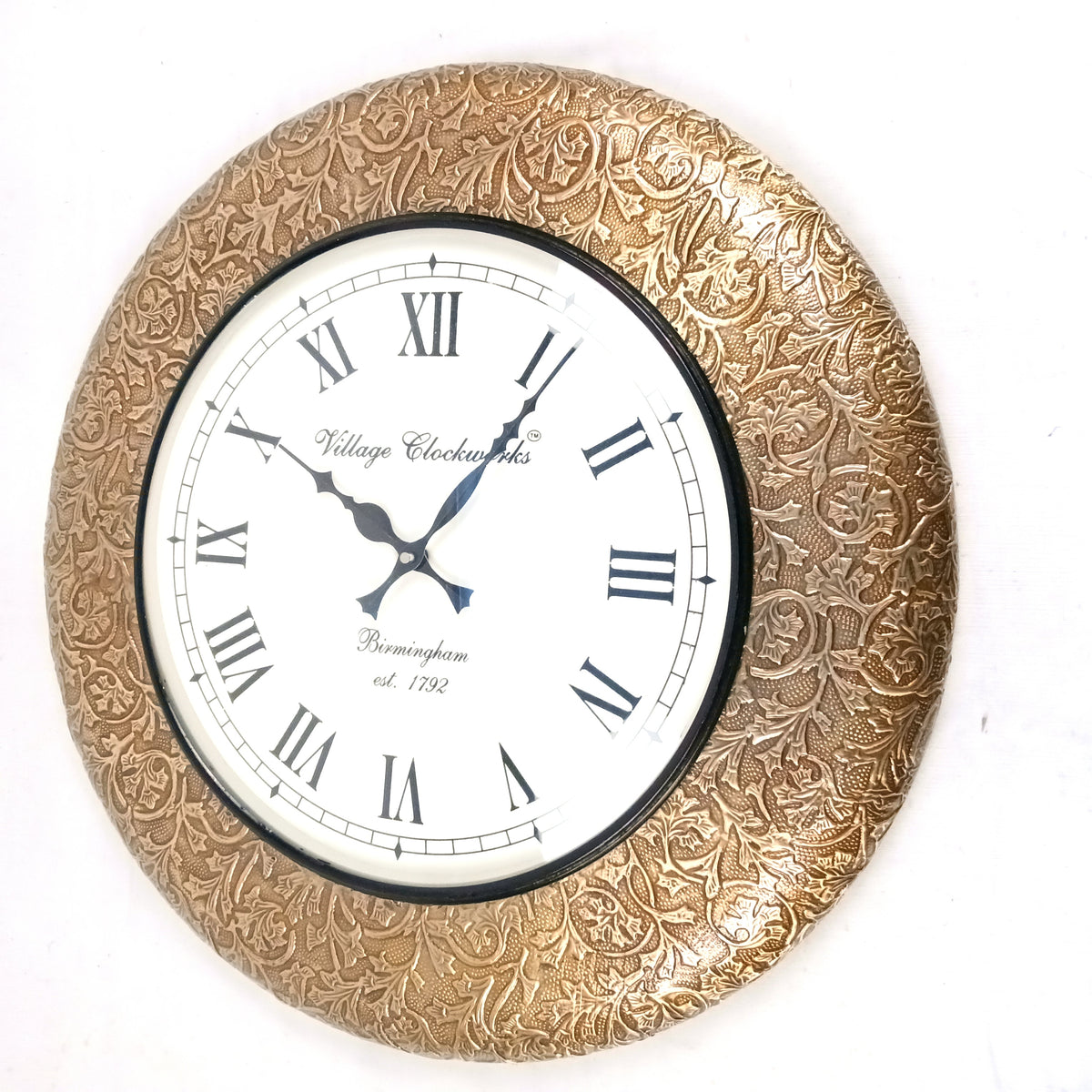 Vintage Roman Numeral Wall Clock, Golden Wood Finish – Apkamart