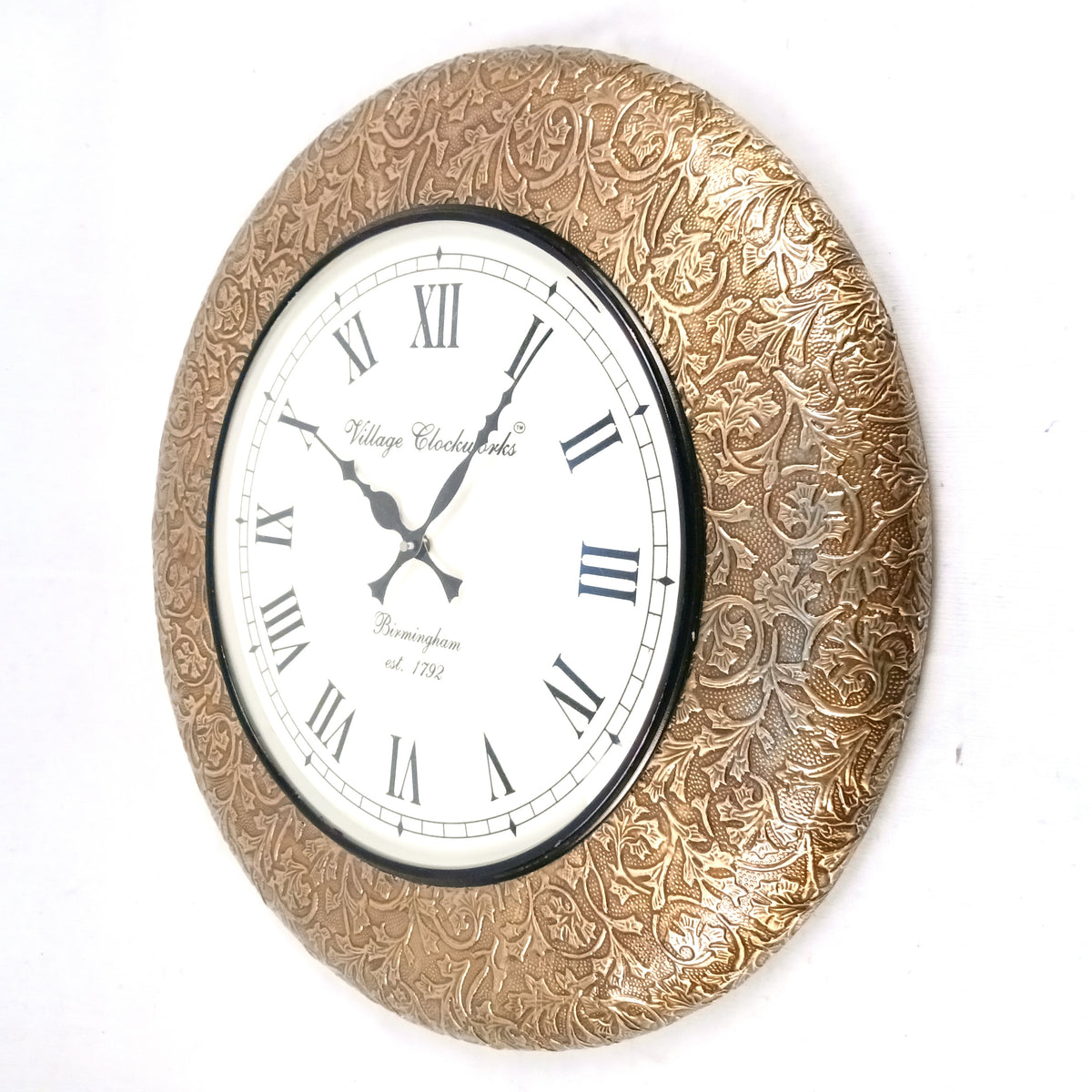 Vintage Roman Numeral Wall Clock, Golden Wood Finish – Apkamart