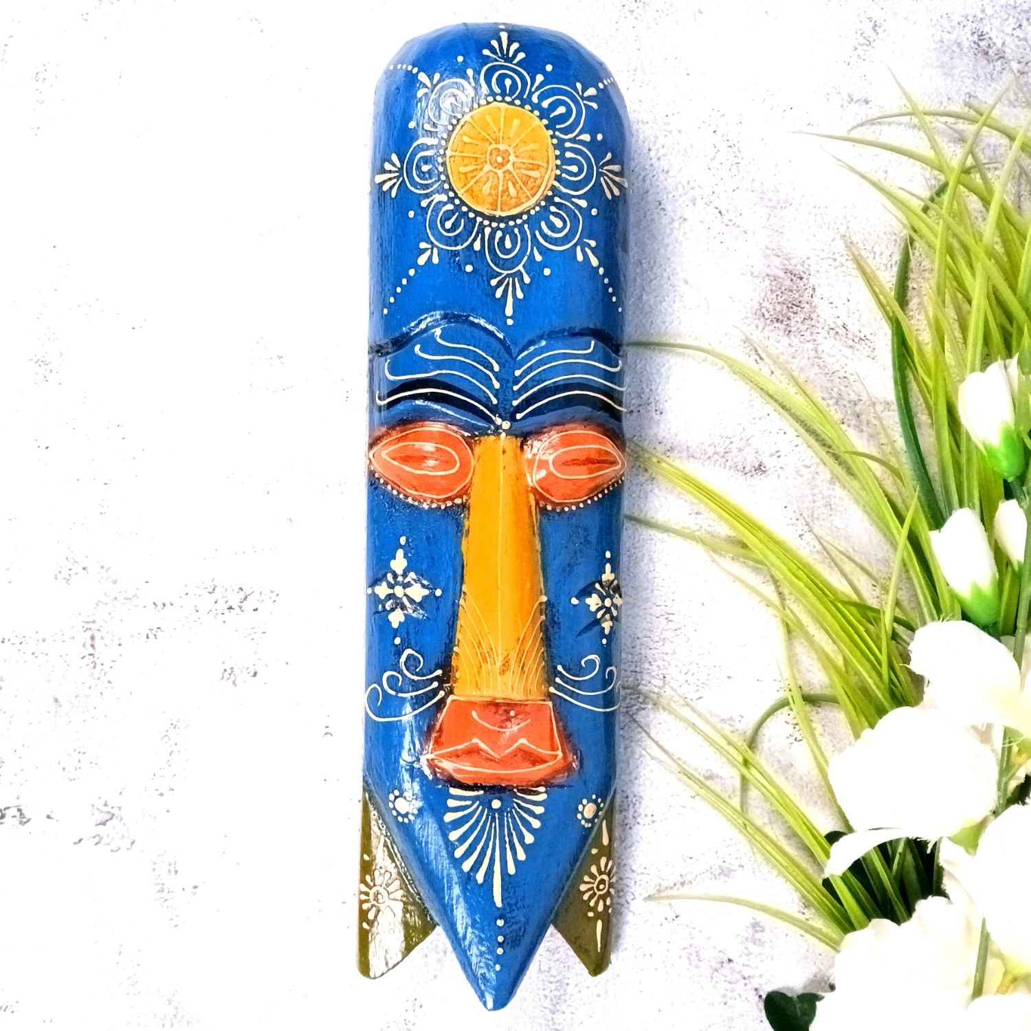 Wooden Wall Hanging Mask Showpiece | Decorative Mask for Home Wall Decor Premium Home Decor Item for Living Room | Bedroom Gift & Festive Showpiece - 15 Inch - Apkamart