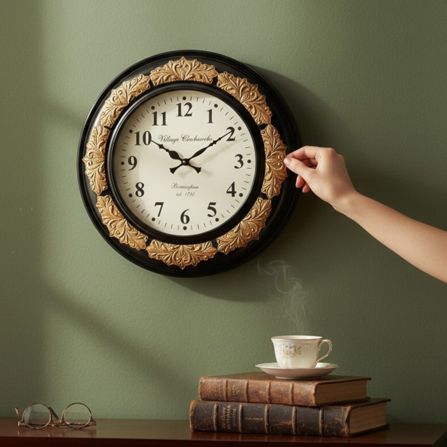 Designer Wall Clock for Living Room Bedroom & Office | Analog Decorative Wall Clock | Modern Home Decor Wooden Clock | Easy Read Display | Housewarming Gift - 18 Inch - Apkamart