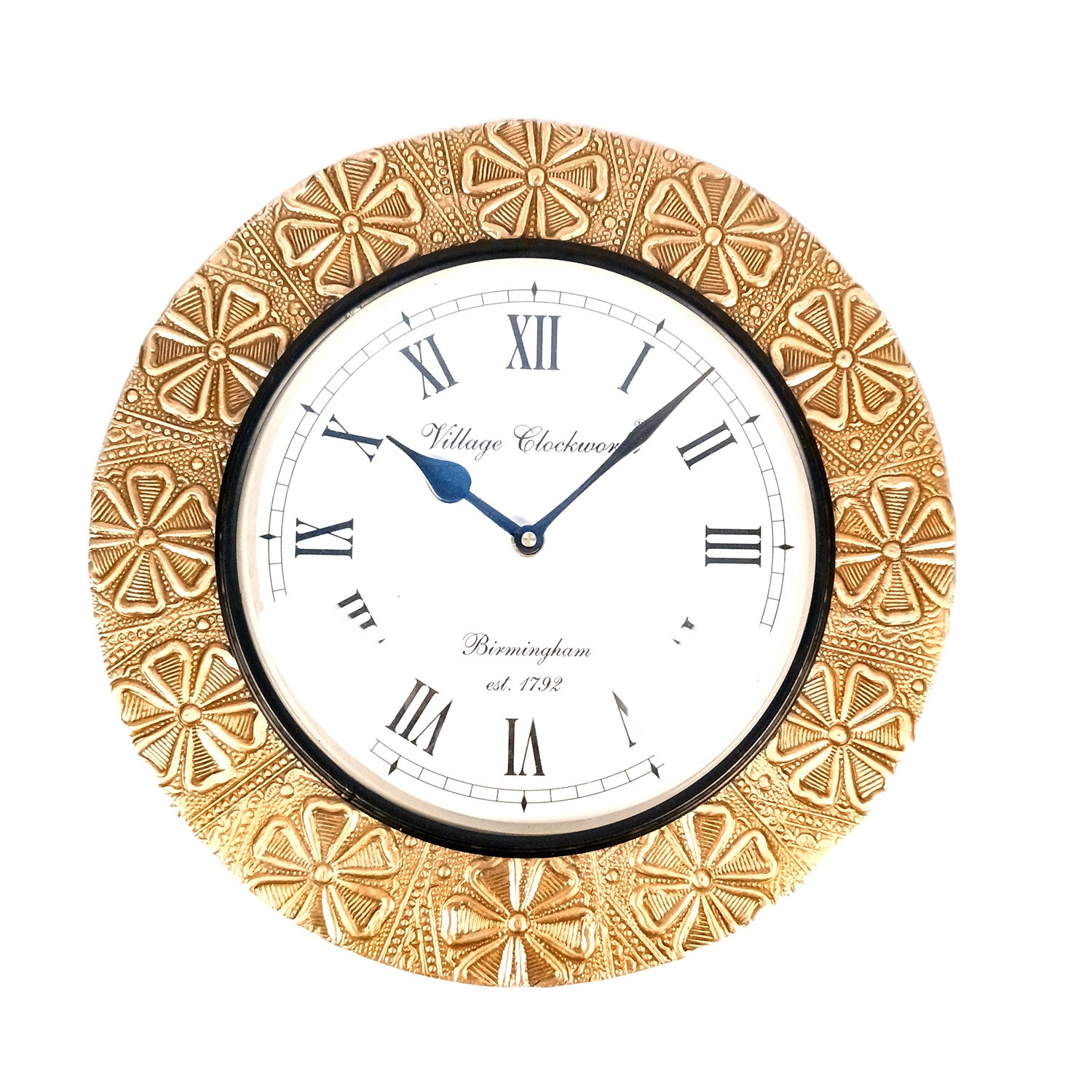 Wall Clock Vintage for Living Room | Wall Mount Clock With Antique Brass Work - For Home, Office, Bedroom, Hall Decoration | Festival Gifts & Wall Decor - 12 Inch - Apkamart