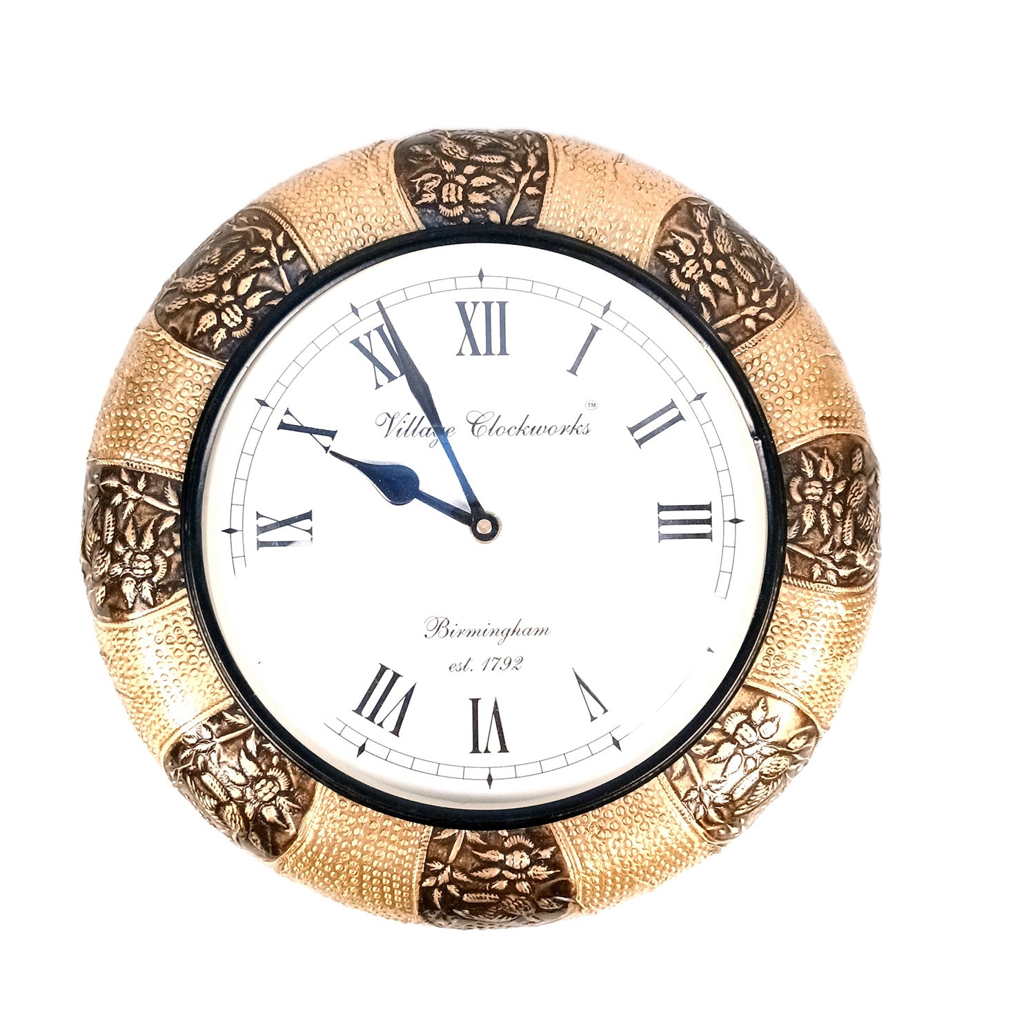 Wall Clock Vintage for Living Room | Wall Mount Clock With Premium Wood Finish & Brass Work - For Home, Office, Bedroom, Hall Decor | Wedding & Housewarming Gift - 12 Inch - Apkamart
