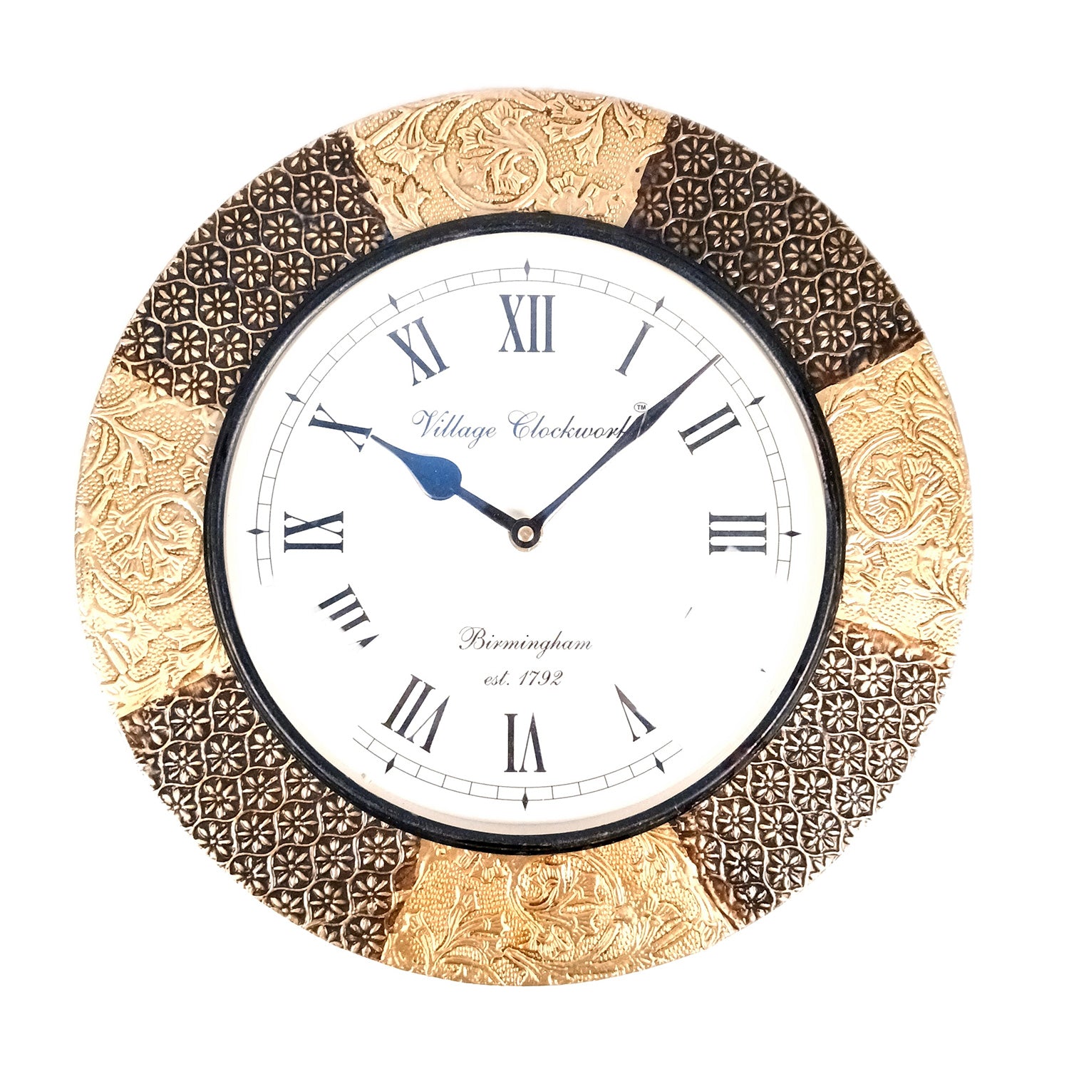 Wall Clock Wooden | Wall Mount Analogue Clock With Premium Wood Finish & Brass Work - For Home, Living Room, Bedroom, Hall Decor | Wedding & Housewarming Gift - 12 Inch - Apkamart