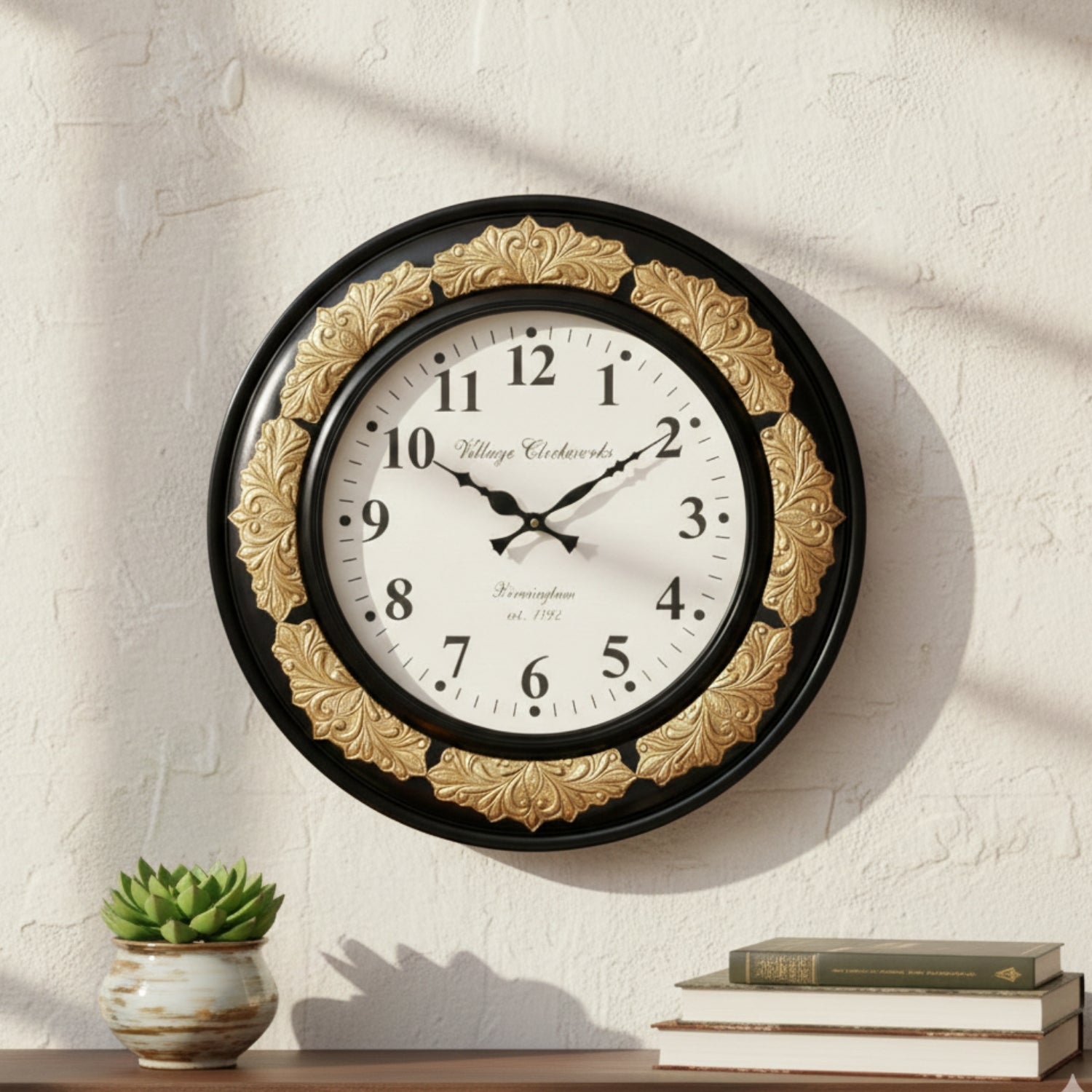 Designer Wall Clock for Living Room Bedroom & Office | Analog Decorative Wall Clock | Modern Home Decor Wooden Clock | Easy Read Display | Housewarming Gift - 18 Inch - Apkamart