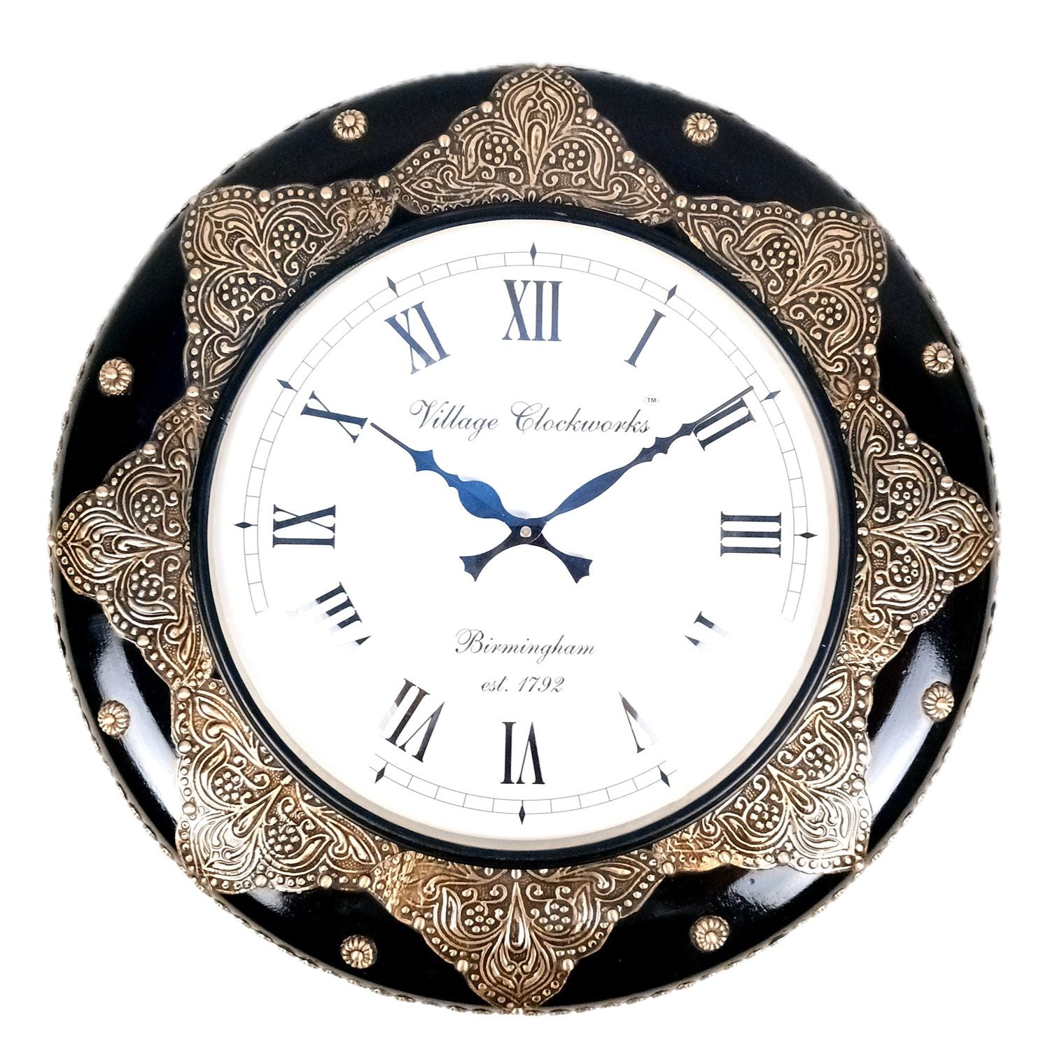 Wall Clock Vintage for Living Room | Wall Mount Clock With Premium Wood Finish & Brass Work - For Home, Office, Bedroom, Hall Decor | Wedding & Housewarming Gift - 18 Inch - Apkamart #Style_Design 1