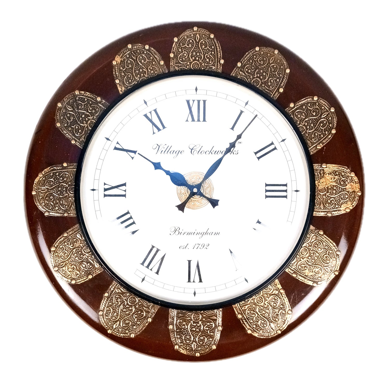 Wall Clock Wooden | Antique Clock With Premium Wood Finish & Brass Work - For Home, Living Room, Bedroom, Office & Hall Decoration | Wedding & Housewarming Gift - 18 Inch - Apkamart #Style_Design 1