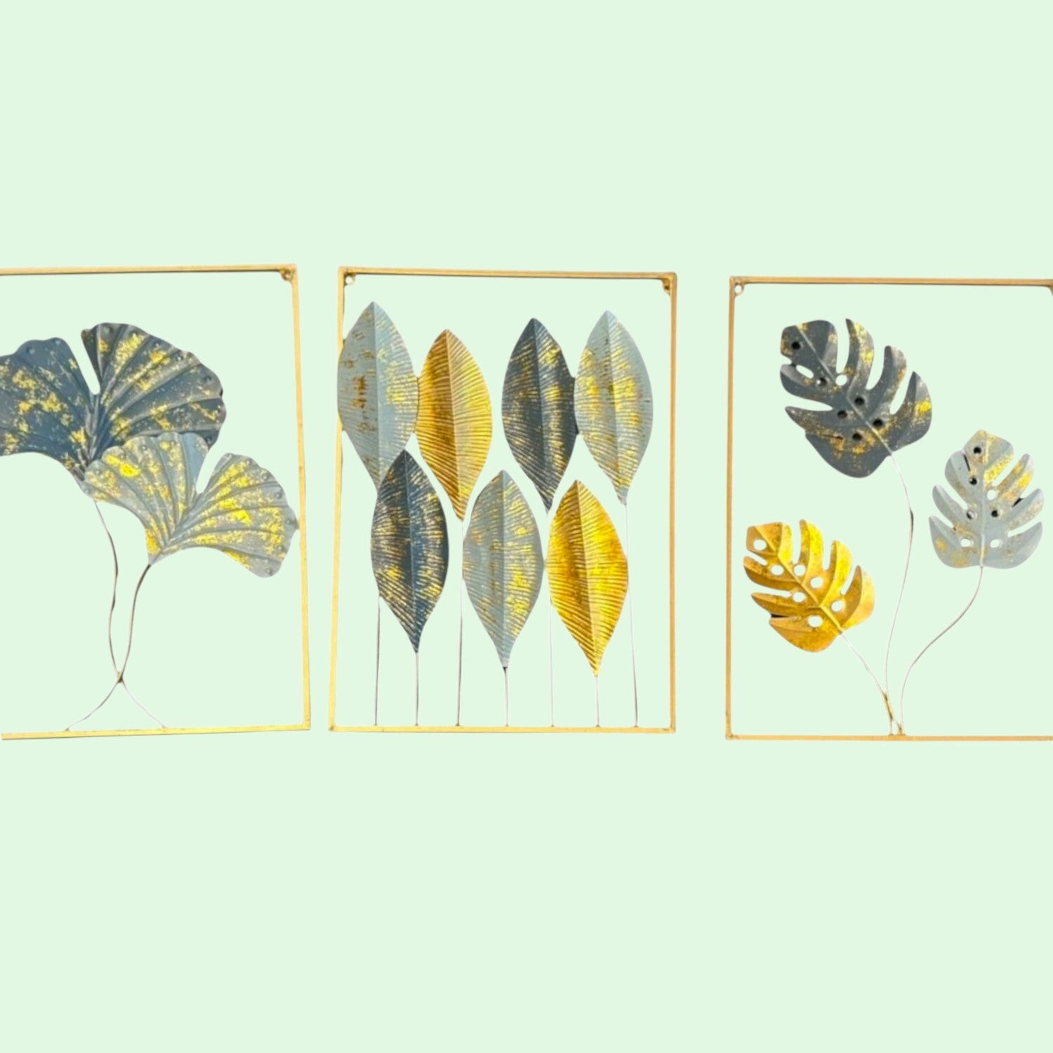 Flower Wall Hanging Set | Decorative Floral Wall Art for Home, Living Room, Bedroom & Hall | Metal Flower Wall Decor Panels - 24 Inch (Set Of 3) - Apkamart