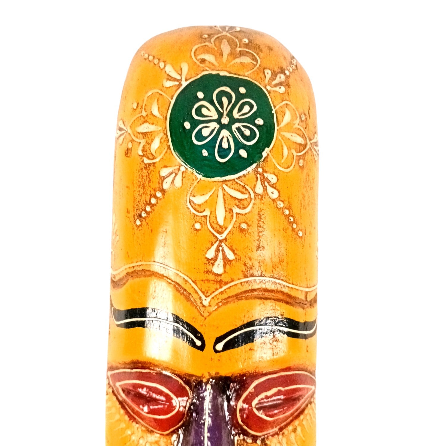 Wooden Wall Hanging Mask Showpiece | Decorative Mask for Home Wall Decor | Handcrafted Wooden Art | Premium Ethnic Showpiece for Living Room - 15 Inch - Apkamart