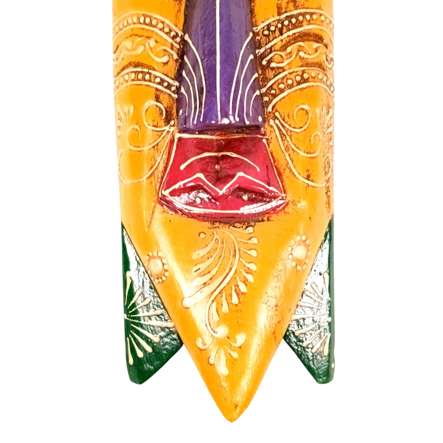 Wooden Wall Hanging Mask Showpiece | Decorative Mask for Home Wall Decor | Handcrafted Wooden Art | Premium Ethnic Showpiece for Living Room - 15 Inch - Apkamart