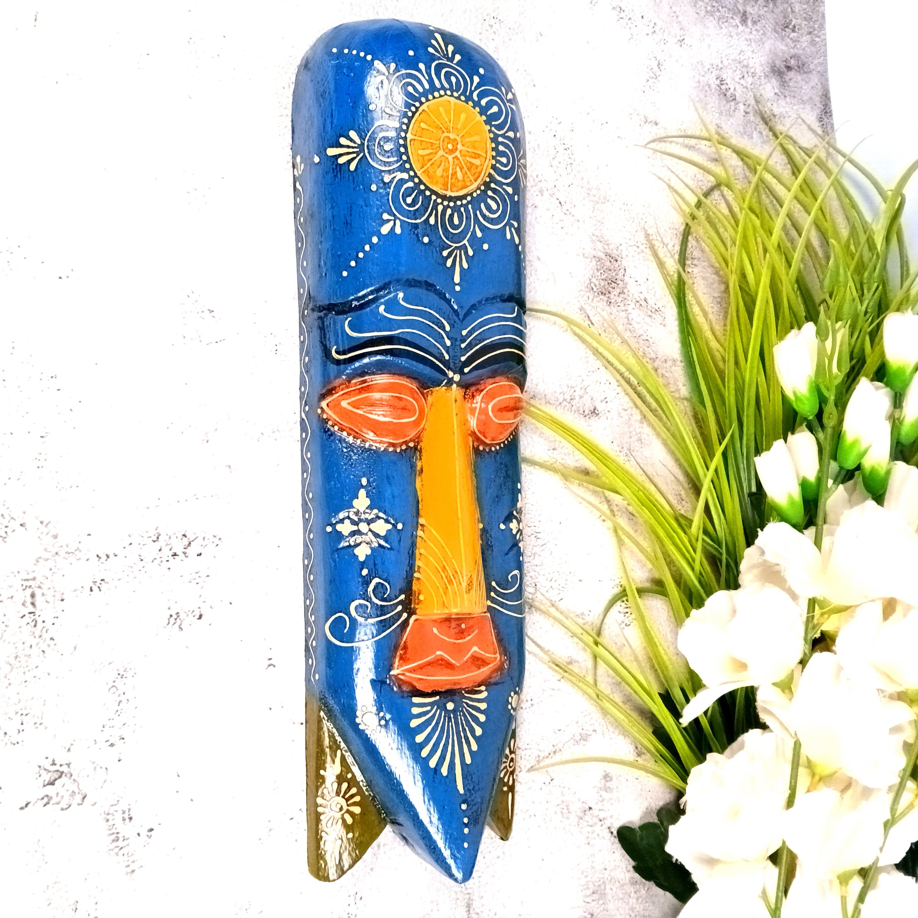 Wooden Wall Hanging Mask Showpiece | Decorative Mask for Home Wall Decor Premium Home Decor Item for Living Room | Bedroom Gift & Festive Showpiece - 15 Inch - Apkamart