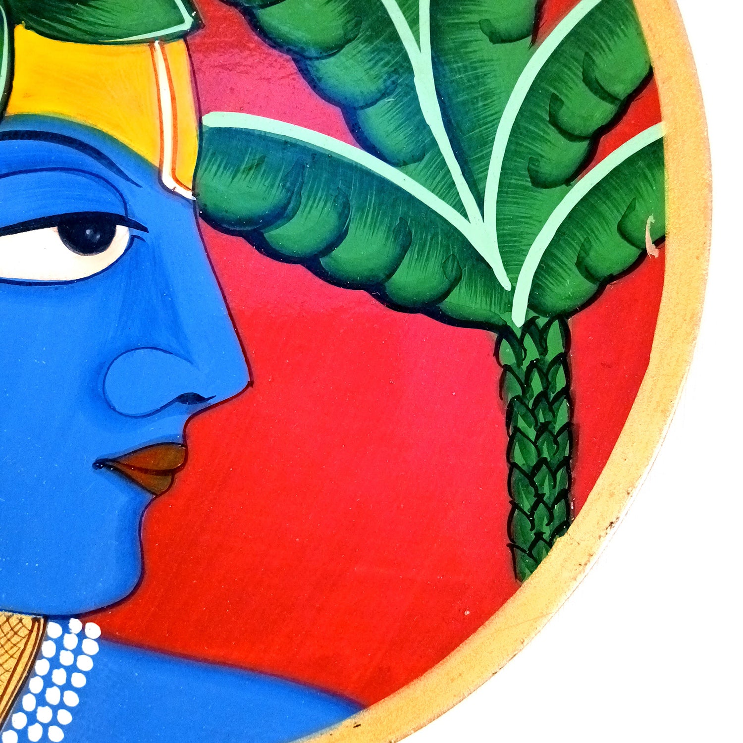 Wall Plate | Wooden Wall Hanging Plates - Krishna Wall Art - For Home Decor, Living Room, Office | Gift for Wedding, Housewarming, Festivals - 10 Inch - Apkamart #Colour_Red
