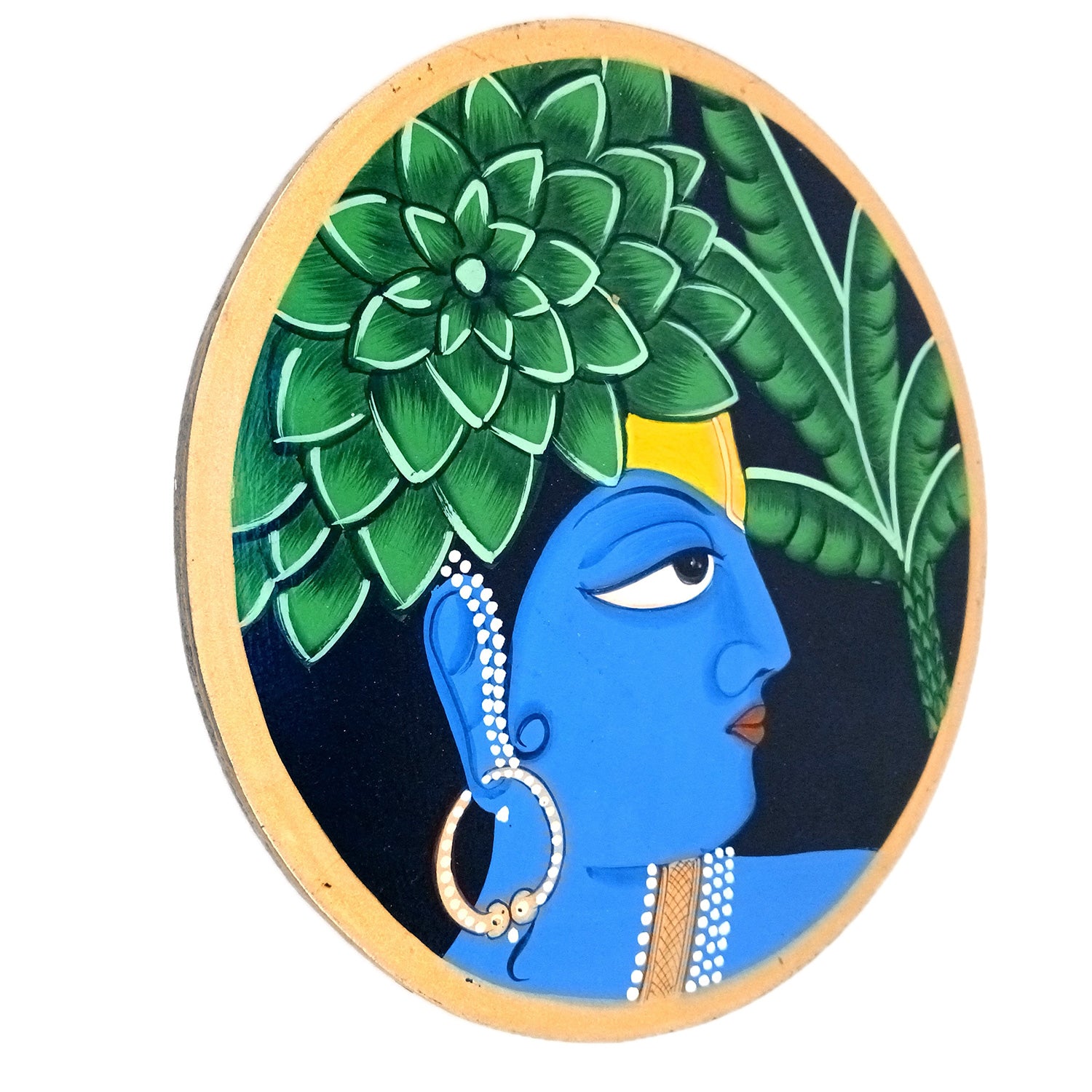 Wall Plate | Wooden Wall Hanging Plates - Krishna Wall Art - For Home Decor, Living Room, Office | Gift for Wedding, Housewarming, Festivals - 10 Inch - Apkamart #Colour_Black