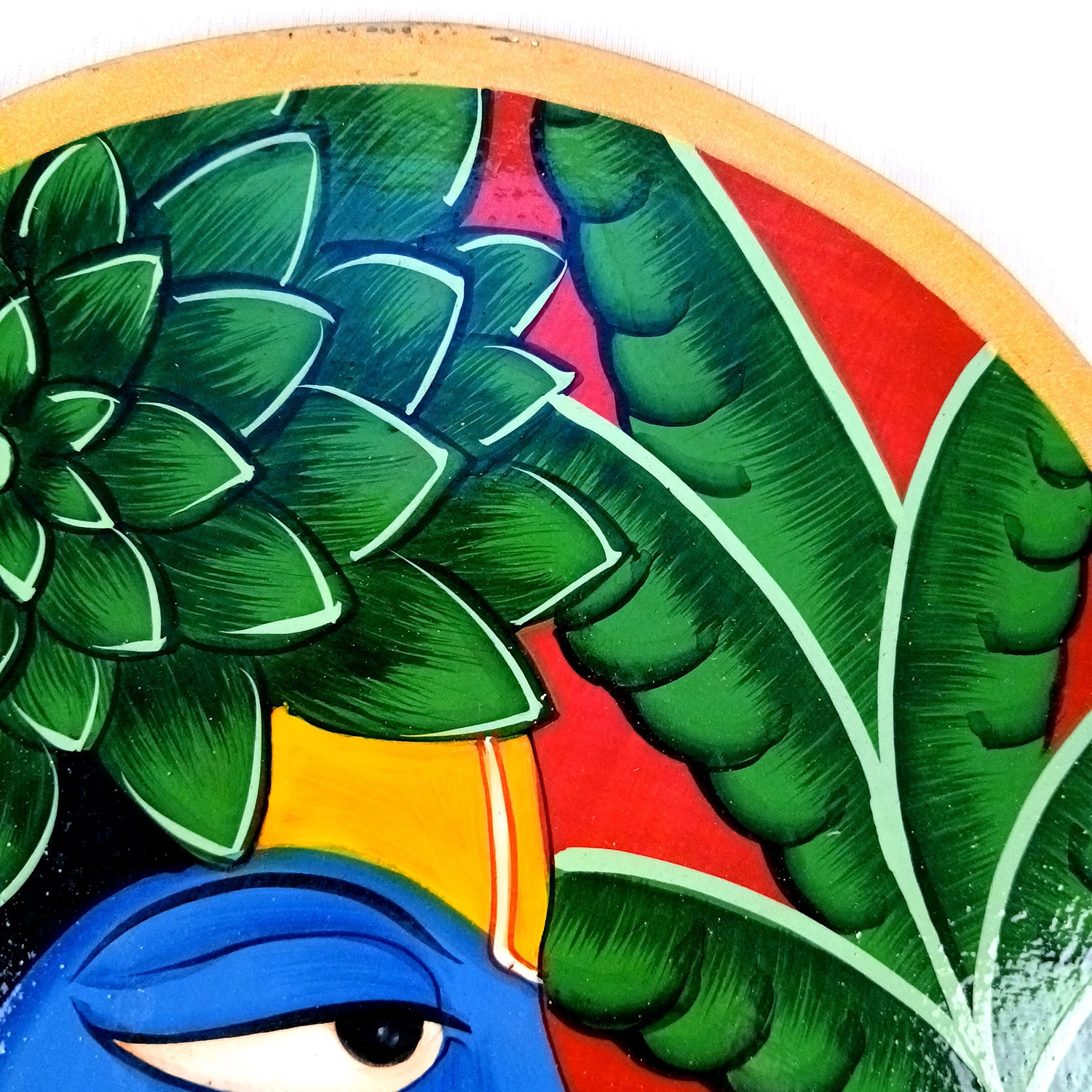 Wall Plate | Wooden Wall Hanging Plates - Krishna Wall Art - For Home Decor, Living Room, Office | Gift for Wedding, Housewarming, Festivals - 10 Inch - Apkamart #Colour_Red
