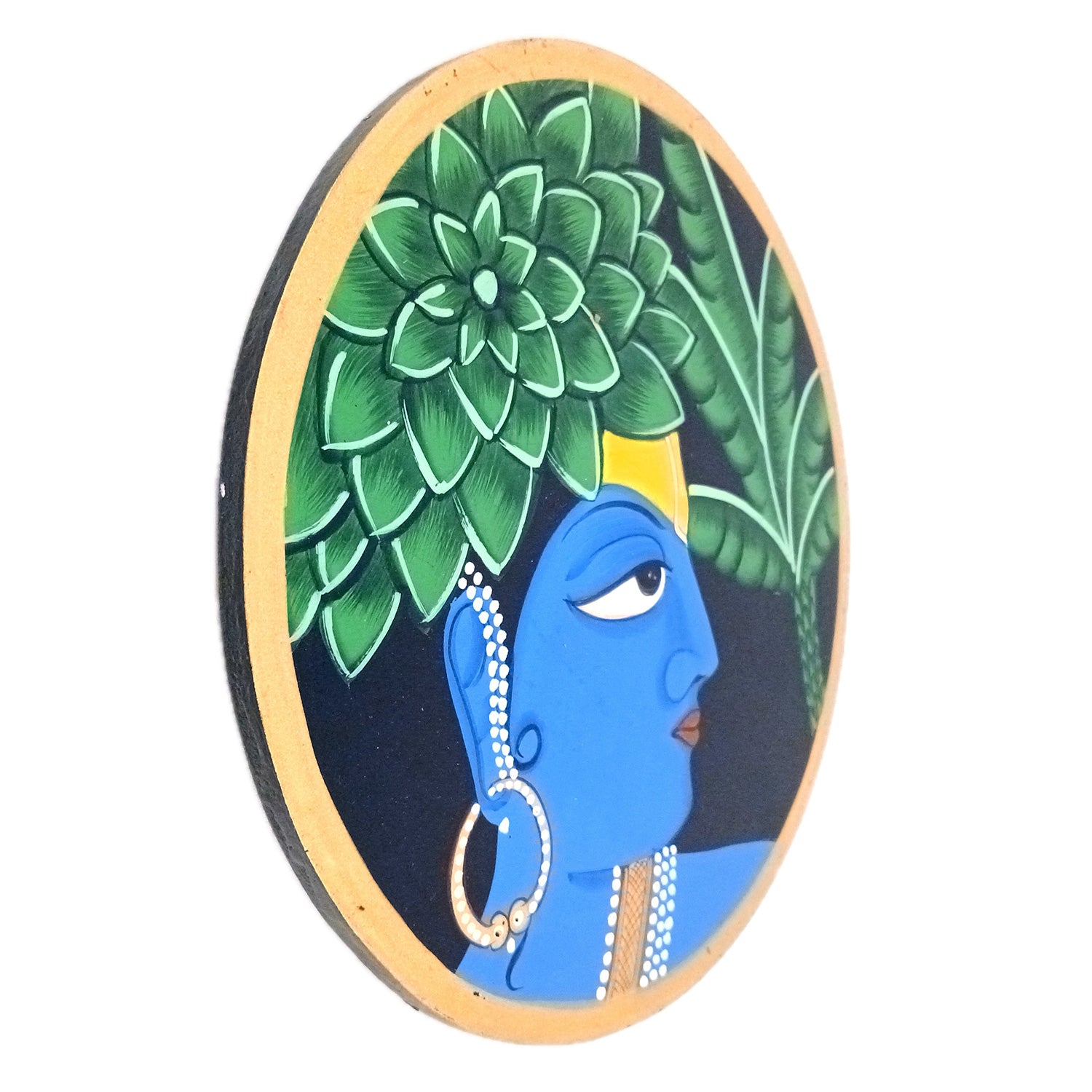 Wall Plate | Wooden Wall Hanging Plates - Krishna Wall Art - For Home Decor, Living Room, Office | Gift for Wedding, Housewarming, Festivals - 10 Inch - Apkamart #Colour_Black