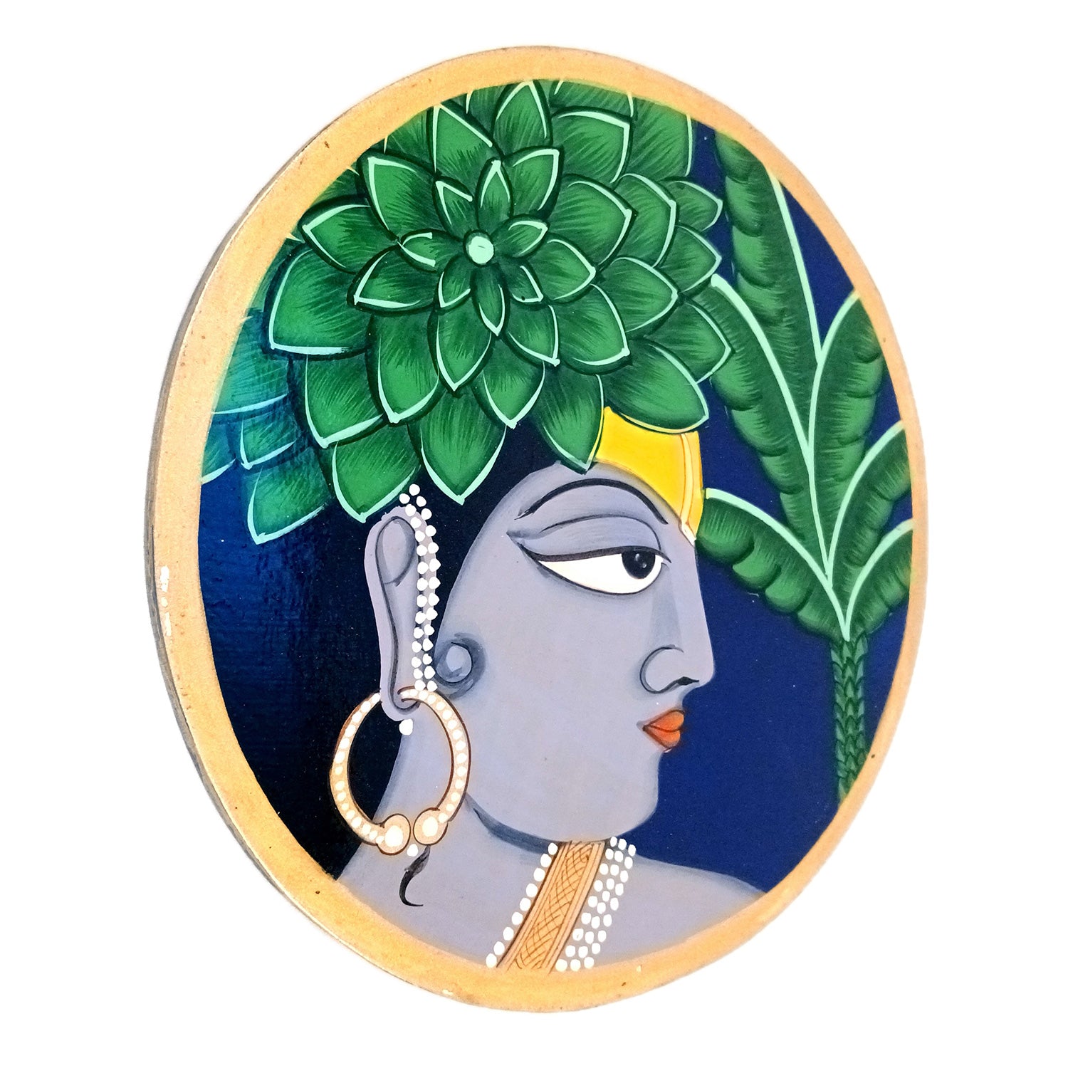 Wall Plate | Wooden Wall Hanging Plates - Krishna Wall Art - For Home Decor, Living Room, Office | Gift for Wedding, Housewarming, Festivals - 10 Inch - Apkamart #Colour_Grey