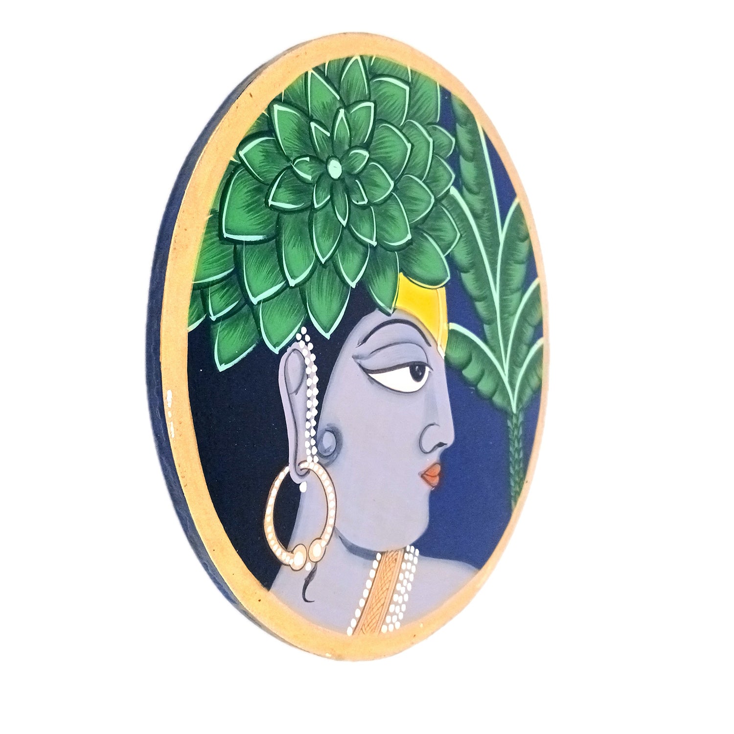 Wall Plate | Wooden Wall Hanging Plates - Krishna Wall Art - For Home Decor, Living Room, Office | Gift for Wedding, Housewarming, Festivals - 10 Inch - Apkamart #Colour_Grey