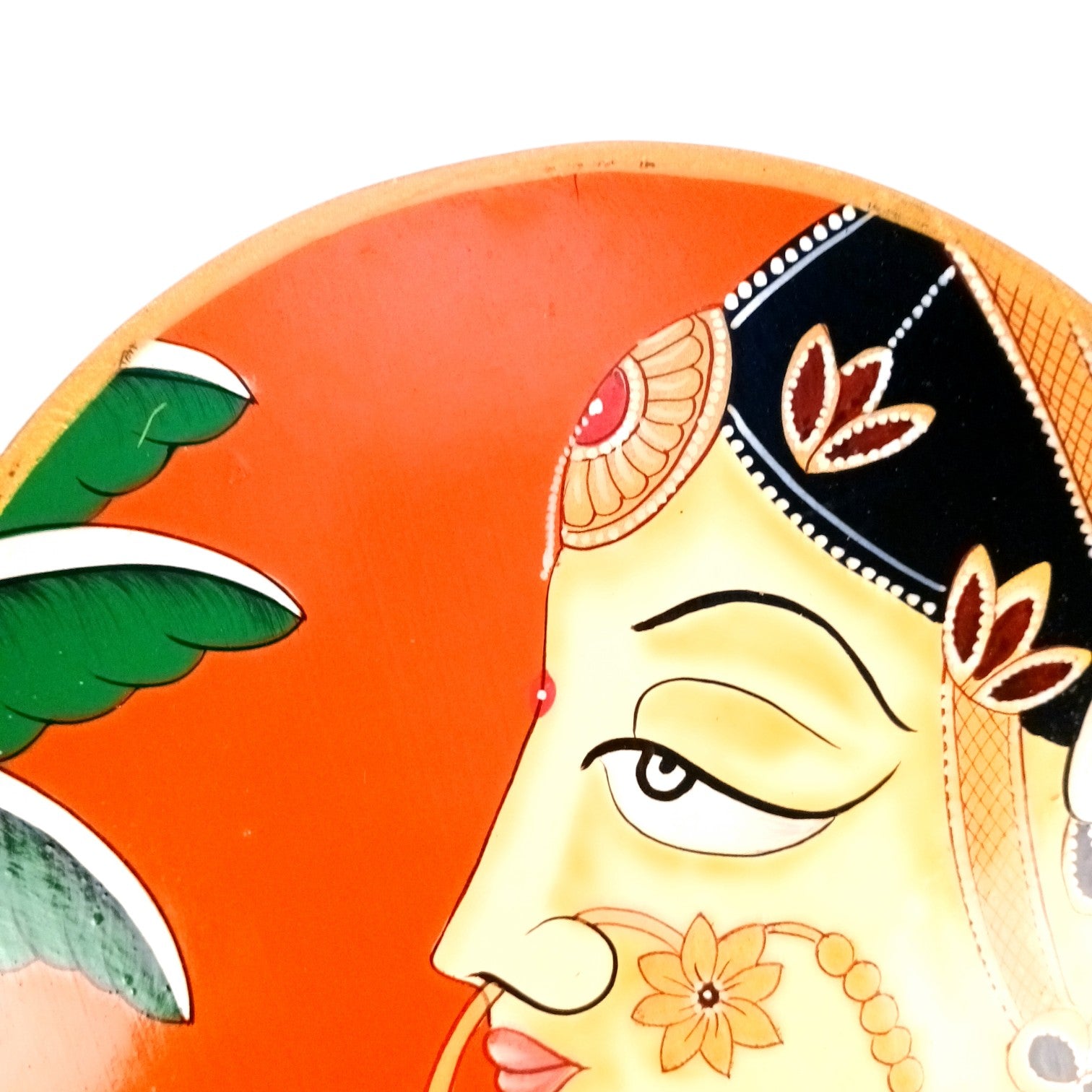 Wooden Wall Plate Wall Hanging – Decorative Plate with Lady Face Design | Handcrafted Wooden Wall Art for Home Decor, Living Room & Gifting - 10 Inch - Apkamart