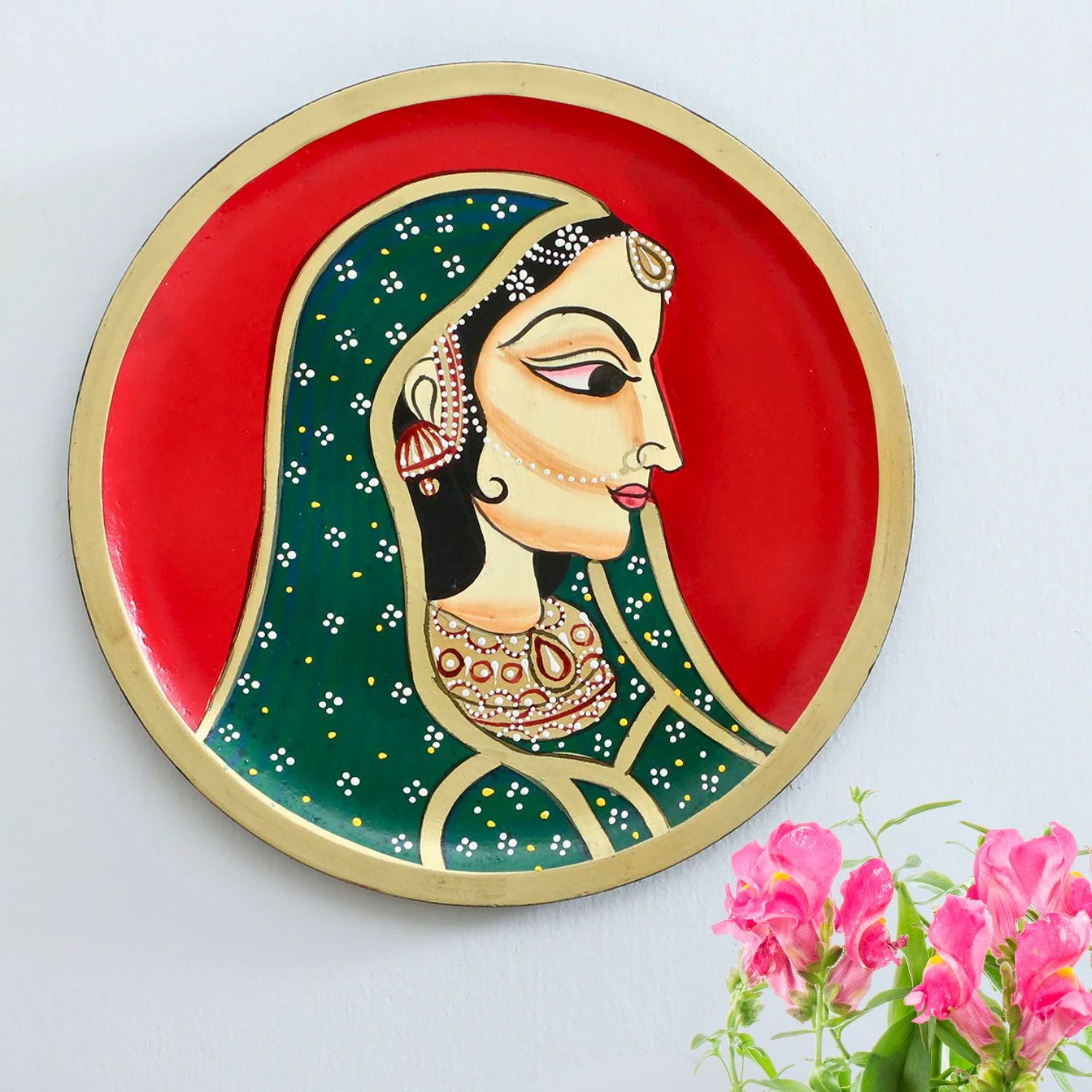 Wall Plate | Wooden Wall Hanging Plates - Bani Thani Lady Wall Art - For Home Decor, Living Room, Bedroom, Office | Gift for Wedding, Housewarming, Festivals - 12 Inch - Apkamart #Style_Design 1