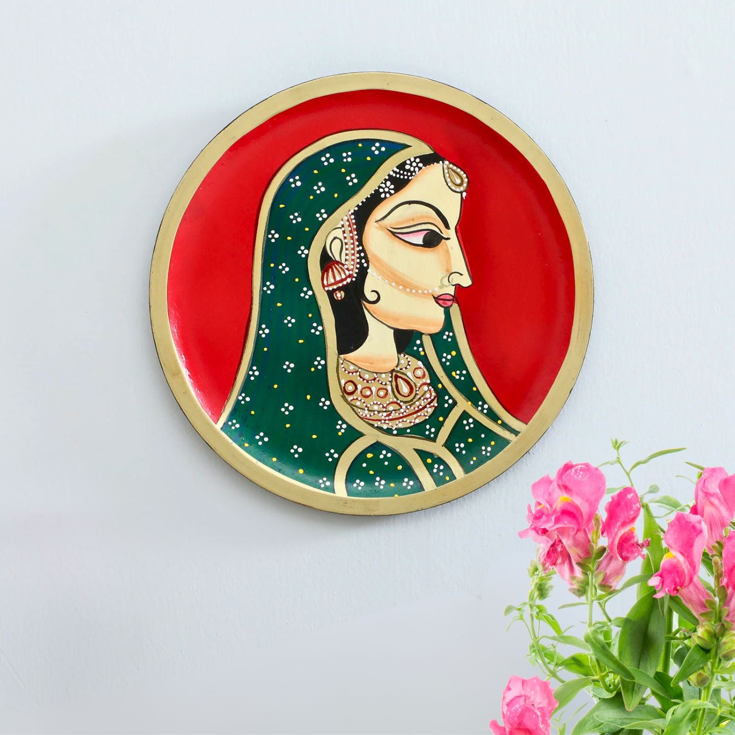 Wall Plate | Wooden Wall Hanging Plates - Bani Thani Lady Wall Art - For Home Decor, Living Room, Bedroom, Office | Gift for Wedding, Housewarming, Festivals - 12 Inch - Apkamart #Style_Design 1