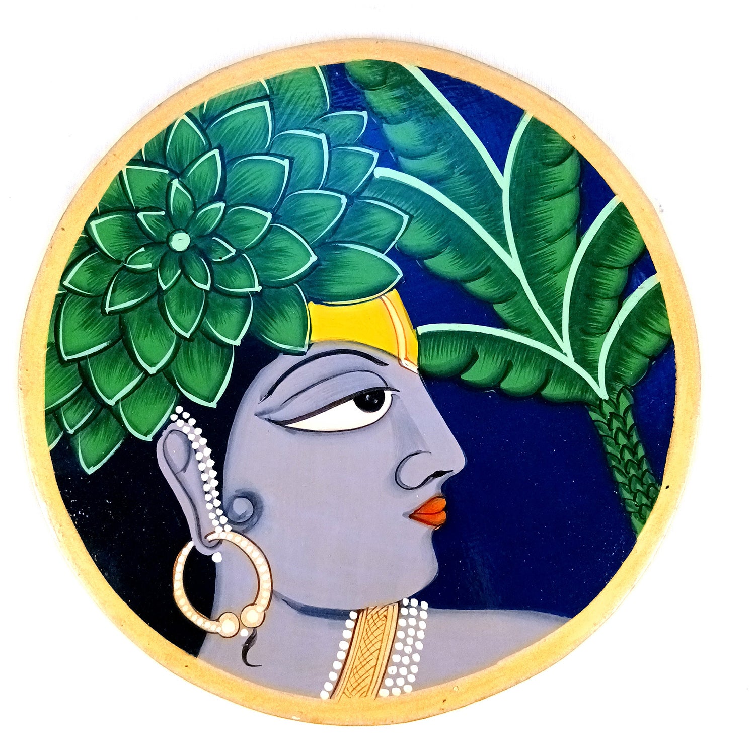 Wall Plate | Wooden Wall Hanging Plates - Krishna Wall Art - For Home Decor, Living Room, Office | Gift for Wedding, Housewarming, Festivals - 10 Inch - Apkamart #Colour_Grey